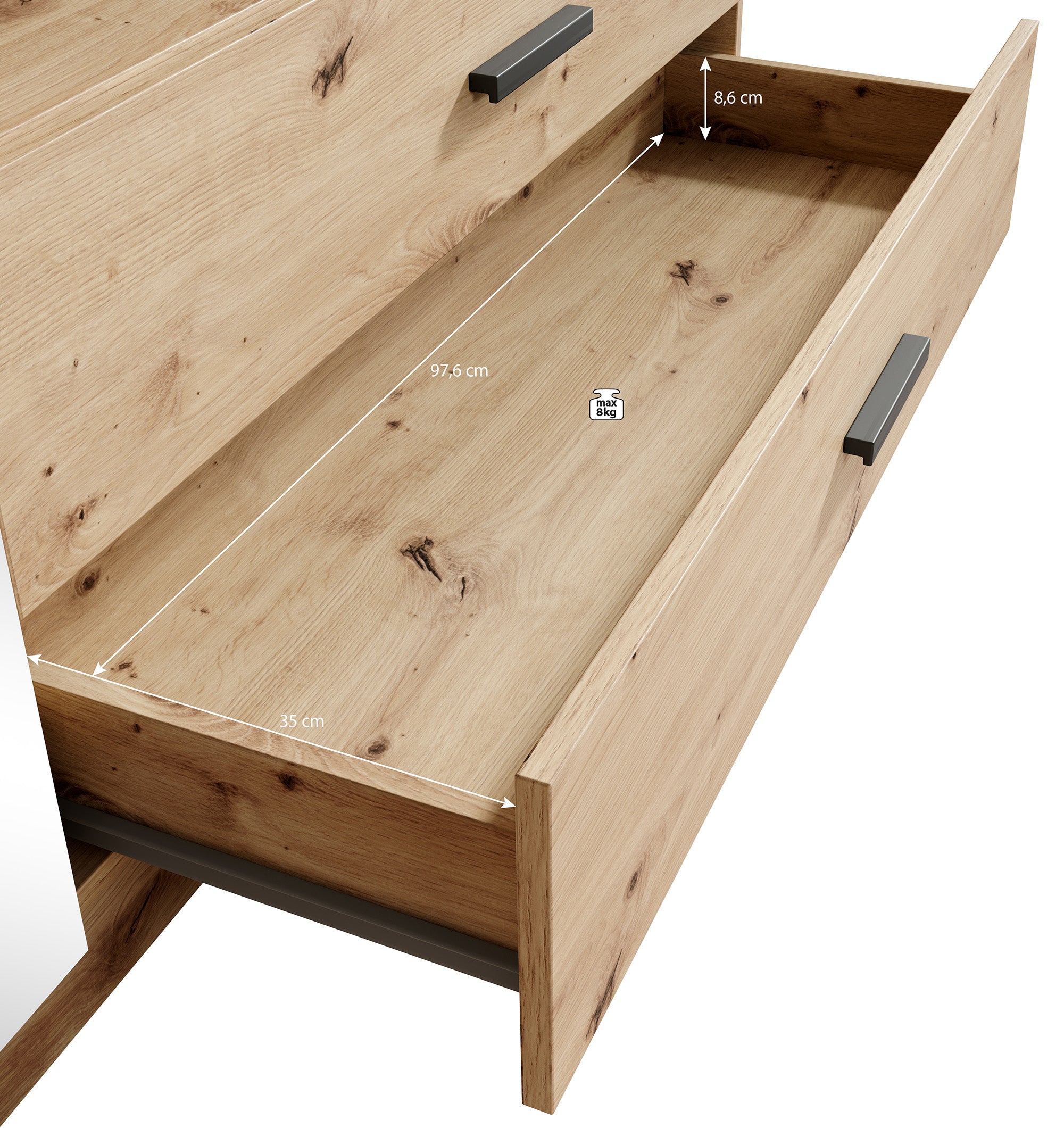 Tobin - Kledingkast 3-deurs - Eiken - 158x55x201 cm