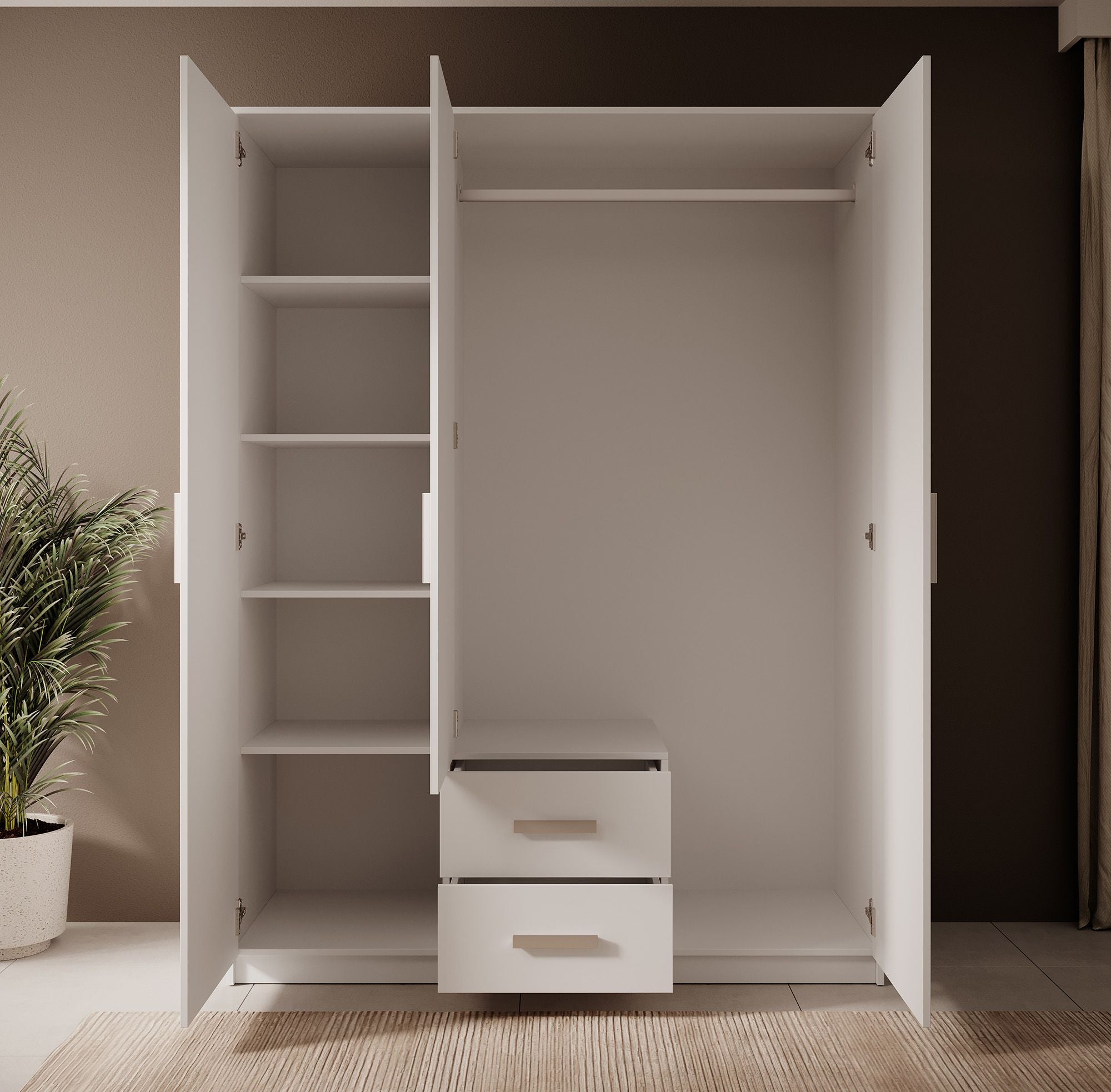 Tyko - Kledingkast 3-deurs - Wit - 150x58x200 cm