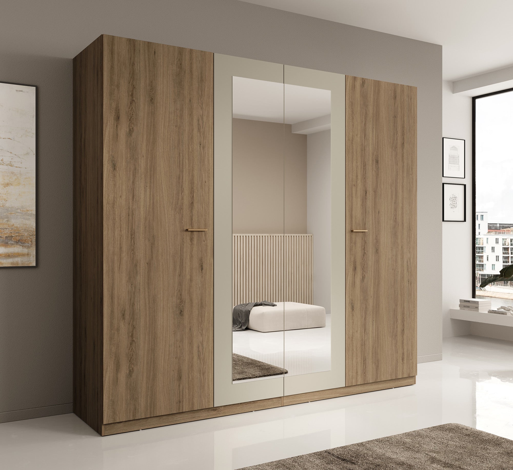 Valduz - Kledingkast 4-deurs - Eiken - 228x59x215 cm
