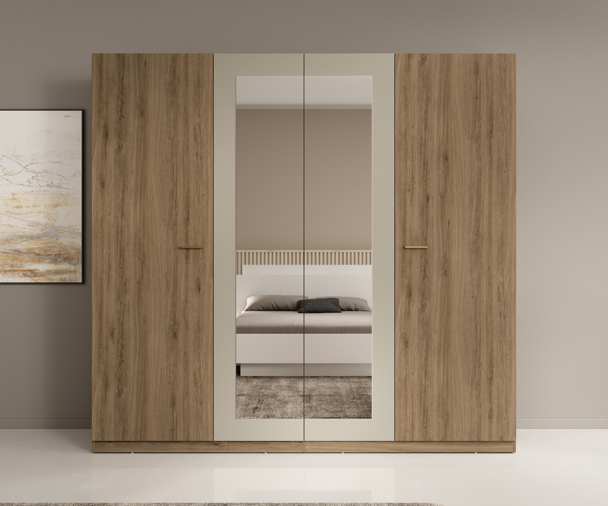 Valduz - Kledingkast 4-deurs - Eiken - 228x59x215 cm