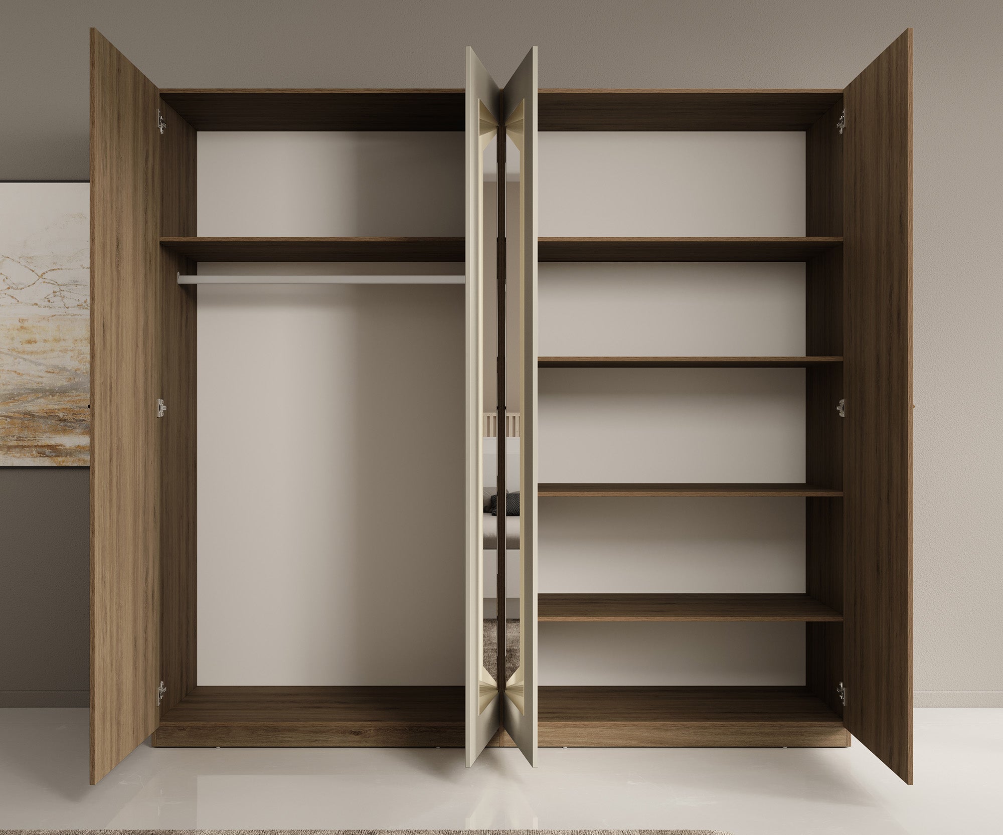 Valduz - Kledingkast 4-deurs - Eiken - 228x59x215 cm
