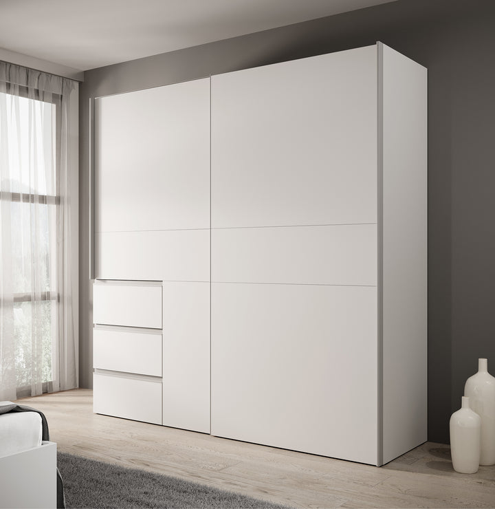 Walter - Kledingkast met schuifdeuren - Wit - 200x61x200 cm