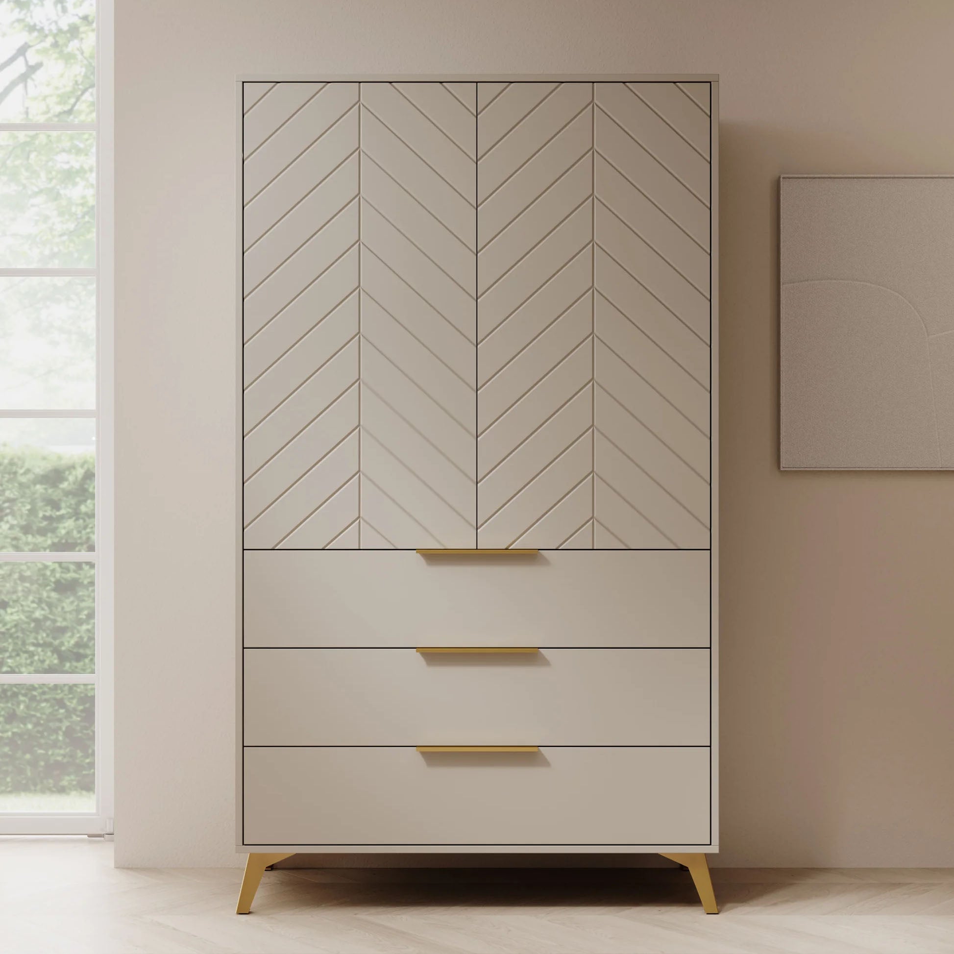Xiano - Kledingkast 2-deurs - Beige - 103x40x180 cm