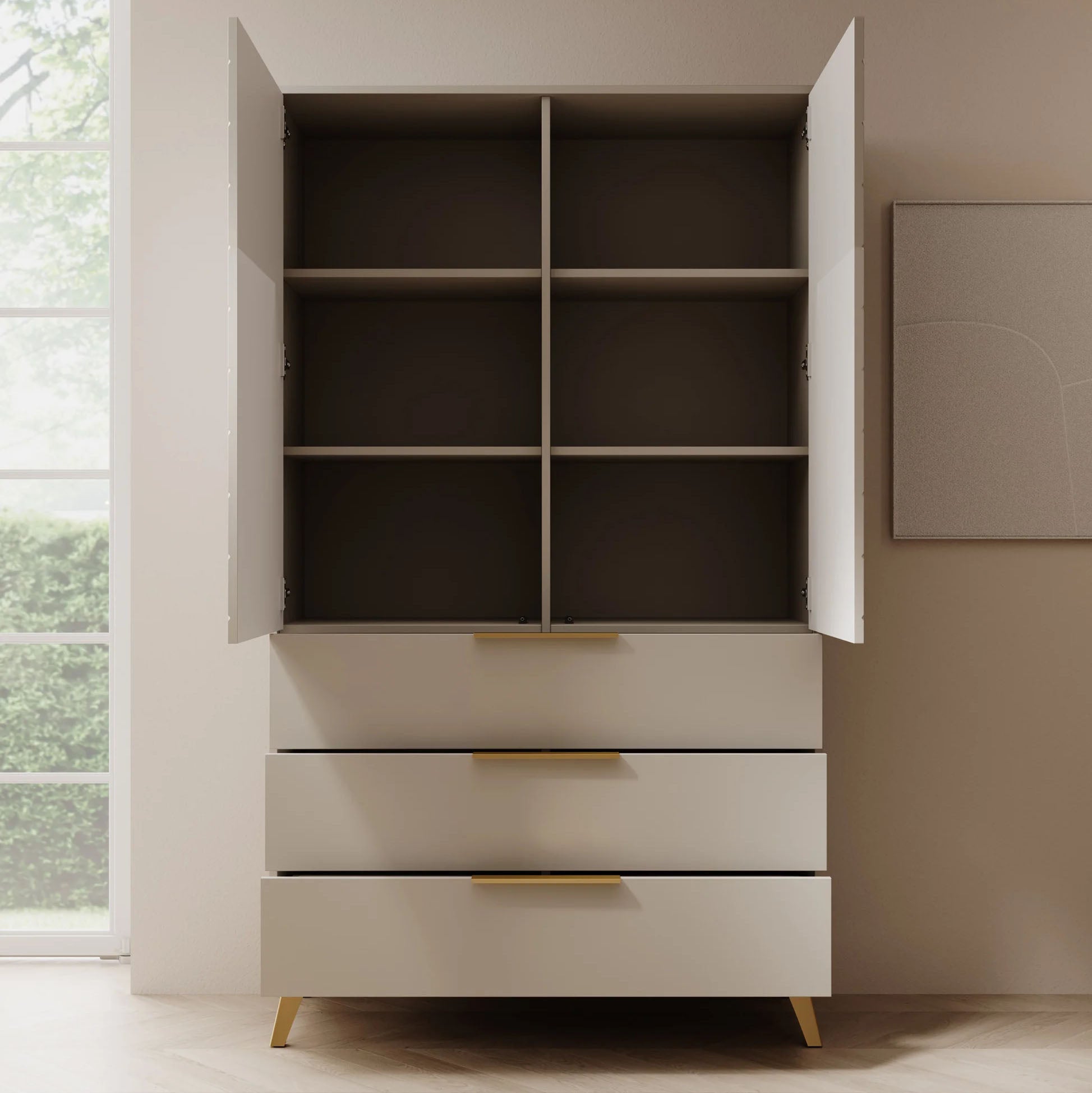Xiano - Kledingkast 2-deurs - Beige - 103x40x180 cm