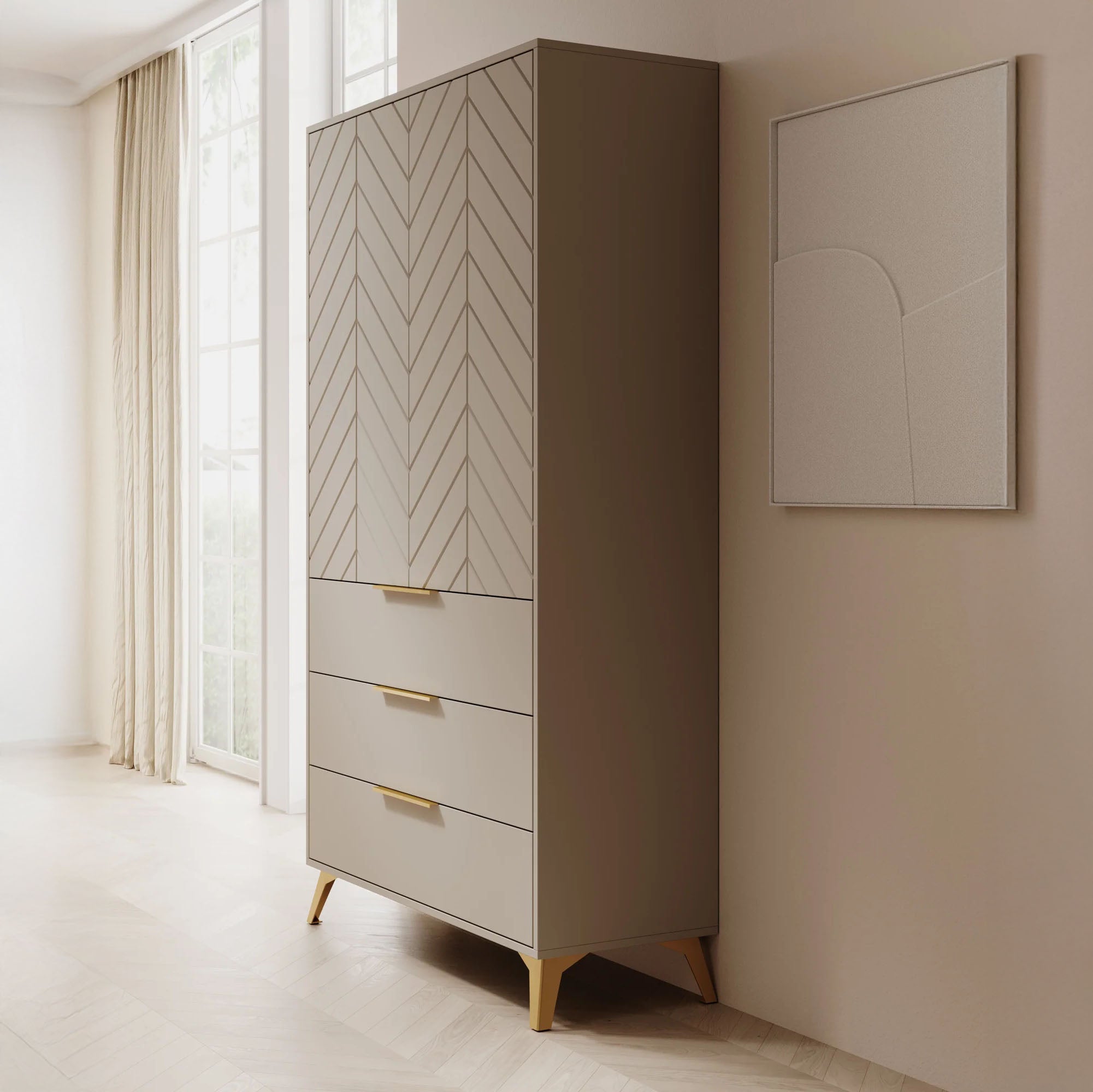 Xiano - Kledingkast 2-deurs - Beige - 103x40x180 cm