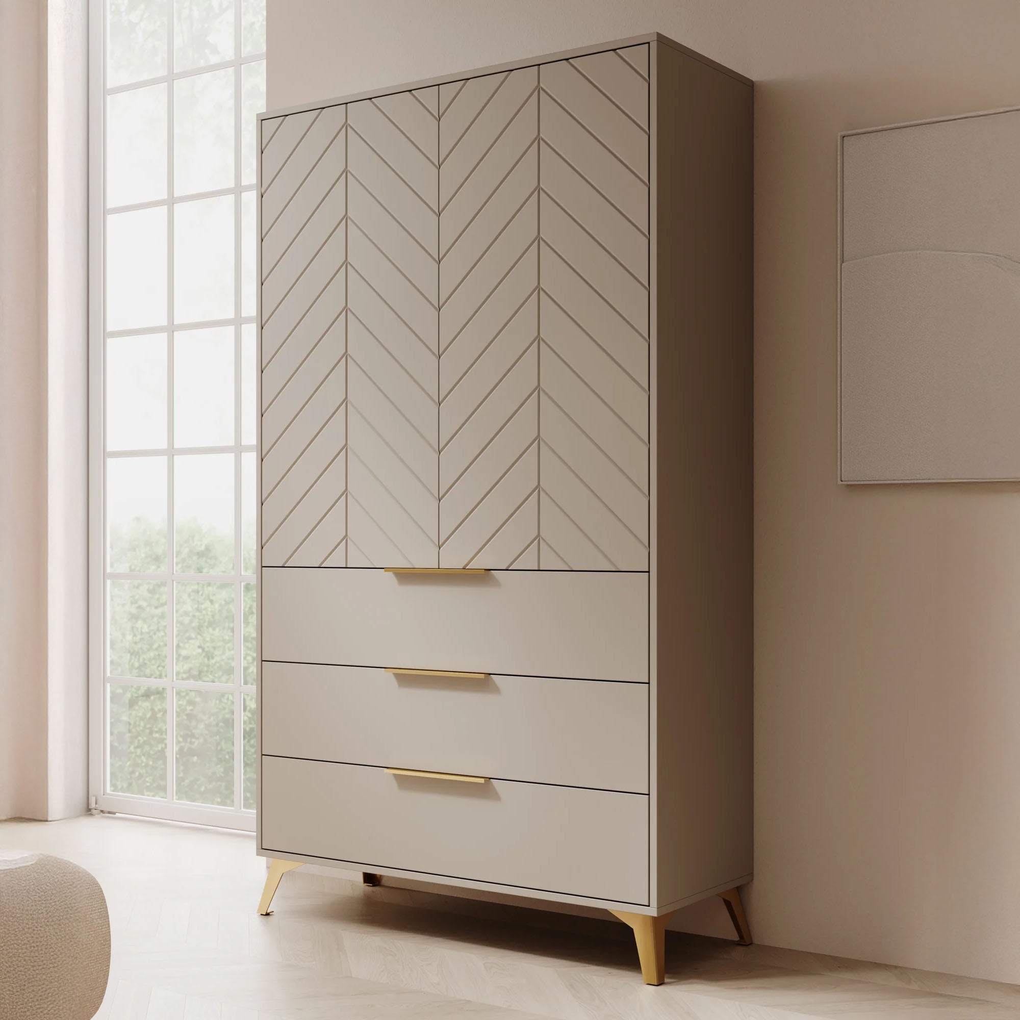 Xiano - Kledingkast 2-deurs - Beige - 103x40x180 cm