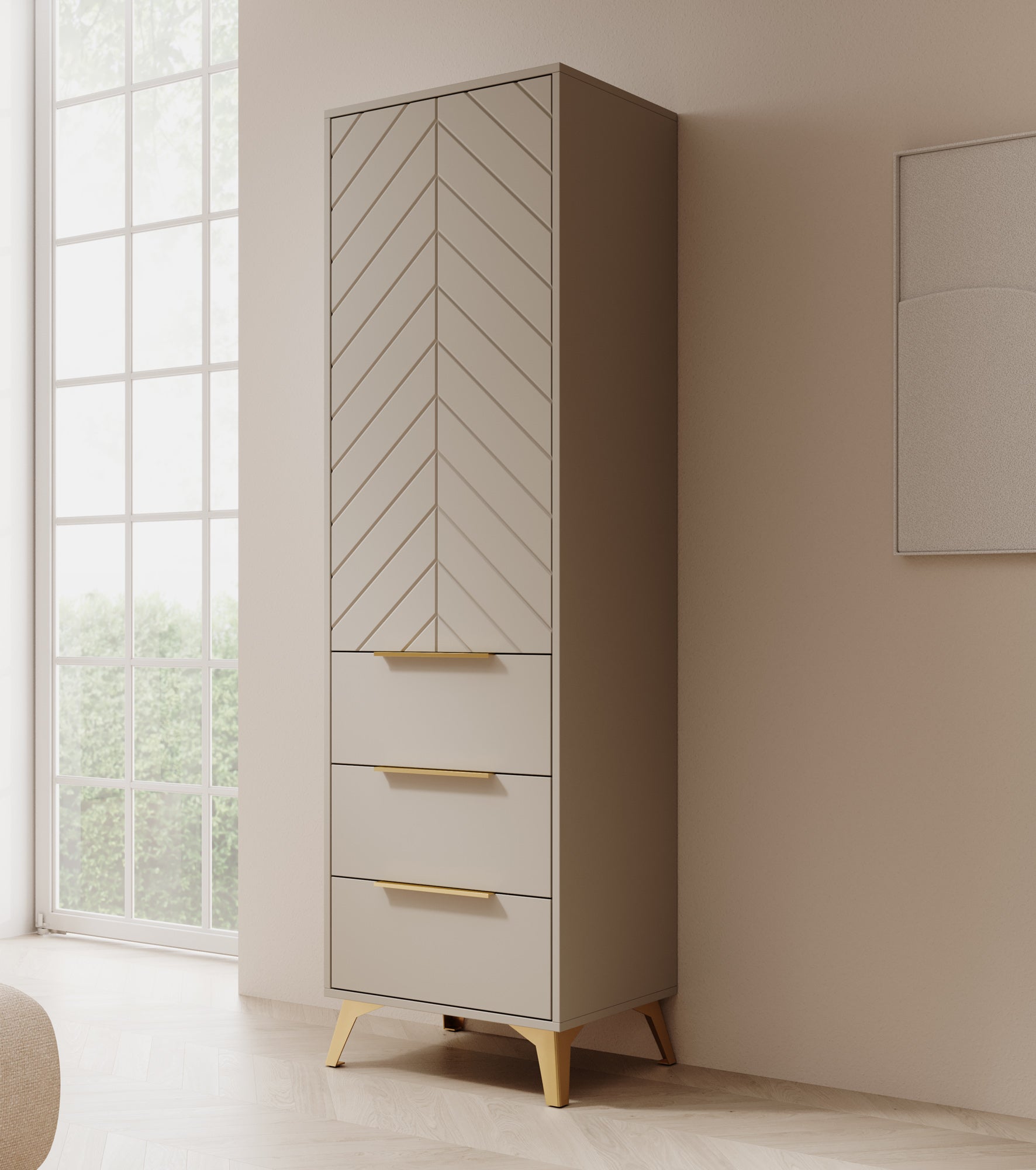 Xiano - Kledingkast met deur - Beige - 53x40x180 cm