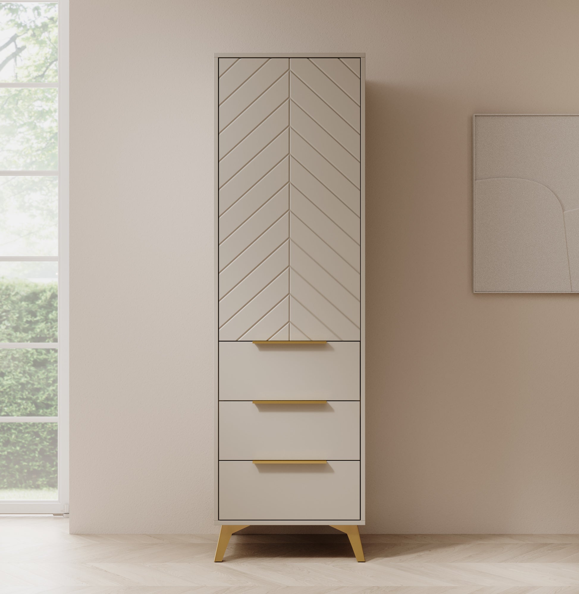 Xiano - Kledingkast met deur - Beige - 53x40x180 cm