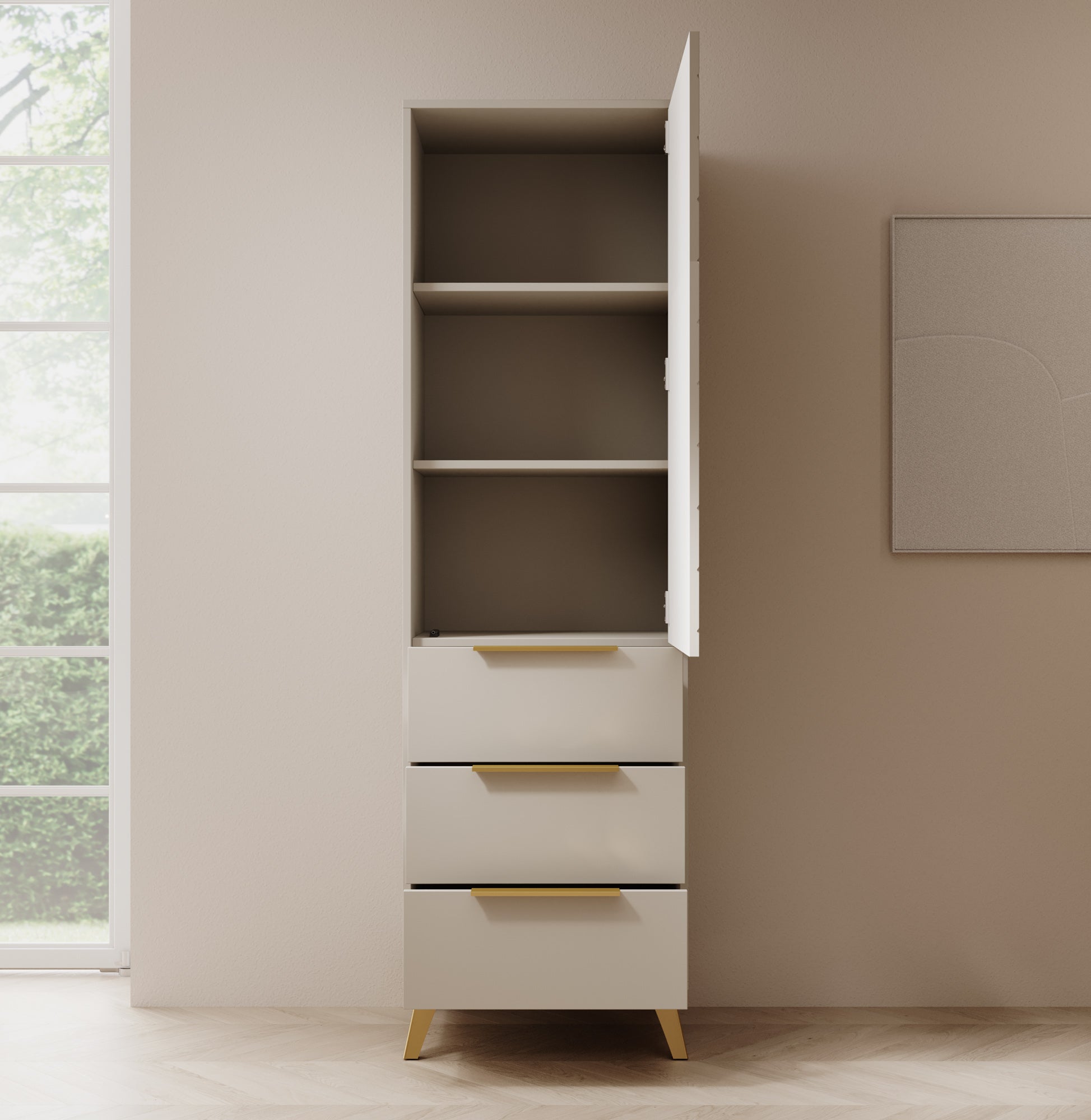 Xiano - Kledingkast met deur - Beige - 53x40x180 cm