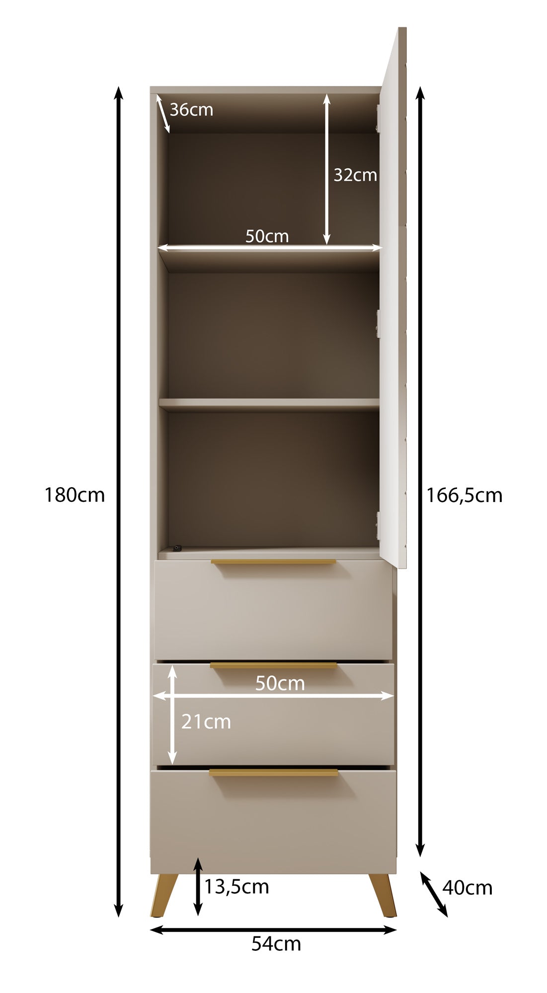 Xiano - Kledingkast met deur - Beige - 53x40x180 cm
