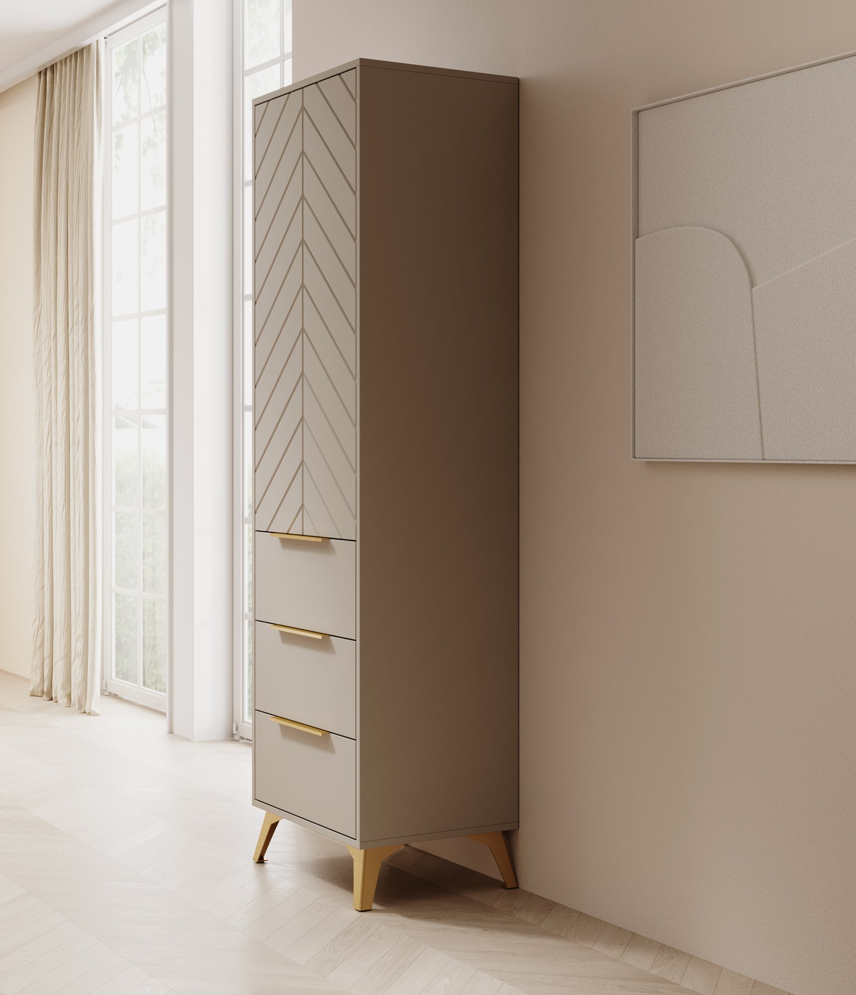 Xiano - Kledingkast met deur - Beige - 53x40x180 cm