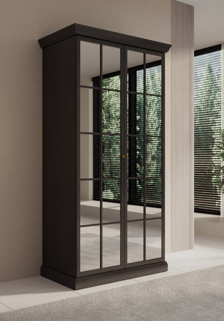 Leroy - Kledingkast 2-deurs - Zwart/eiken - 102x56x199 cm