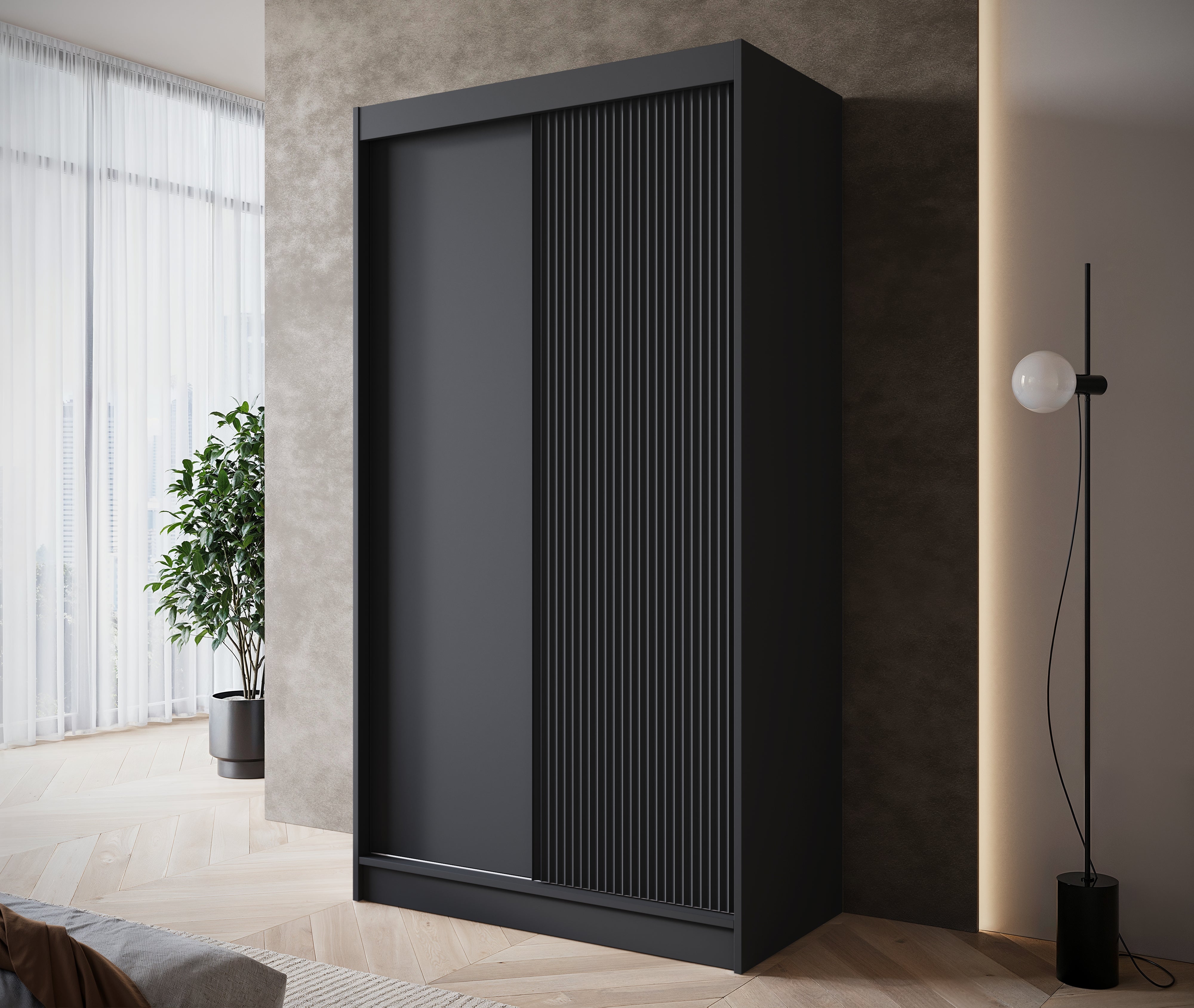 Paraguay - Kledingkast met schuifdeuren - Zwart  - 120x60x220 cm