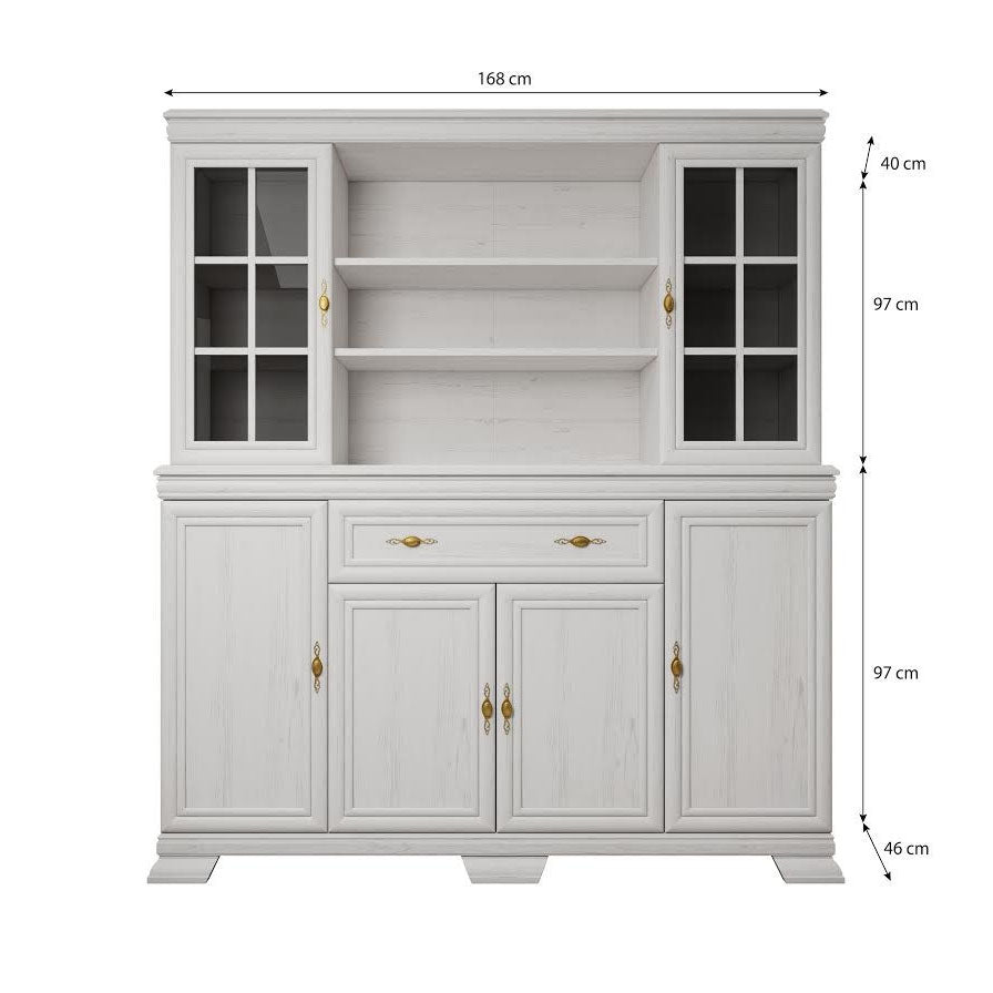 Kresto - Buffetkast - Wit/eiken - 168x40x97 cm