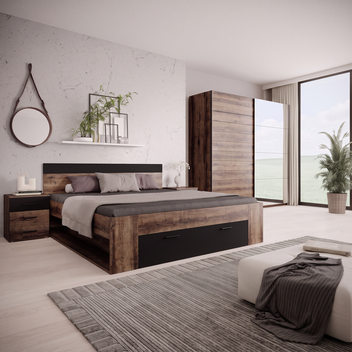 Brown 2 - Slaapkamer - Zwart - Eiken 180 - Groot