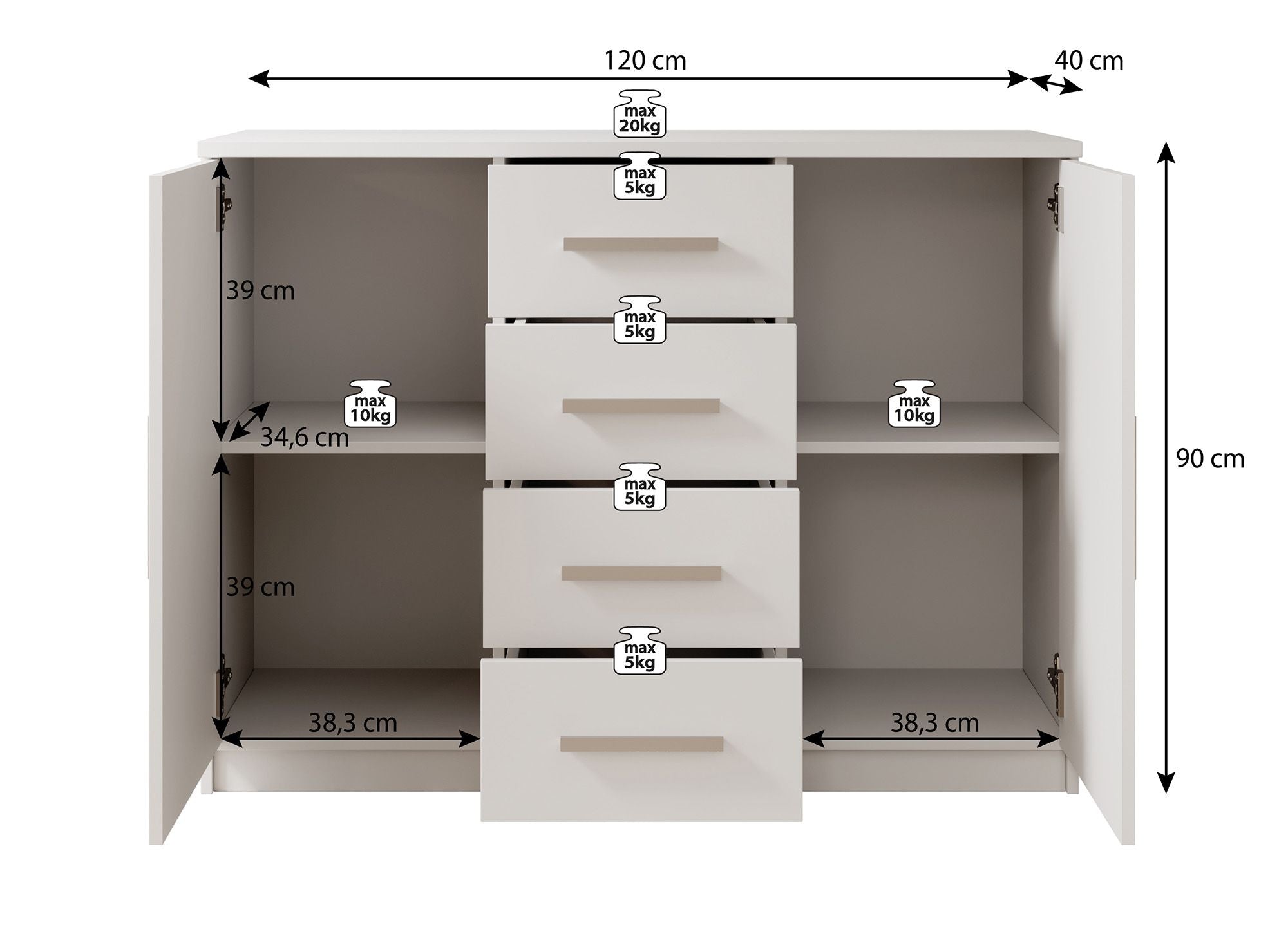 Ladekast Blake - Eiken - 120 cm