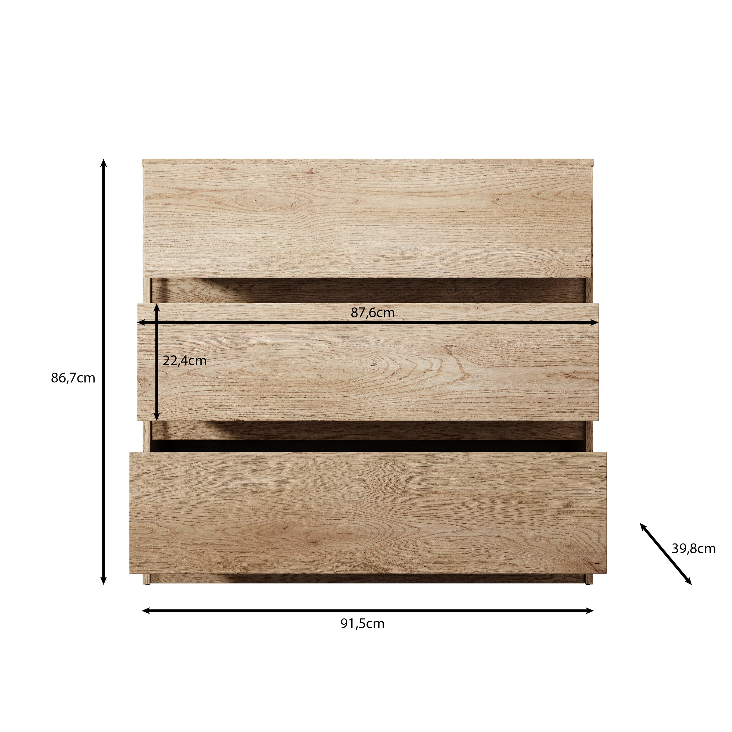 Cuarto - Ladekast - Eiken - 91x40x87 cm