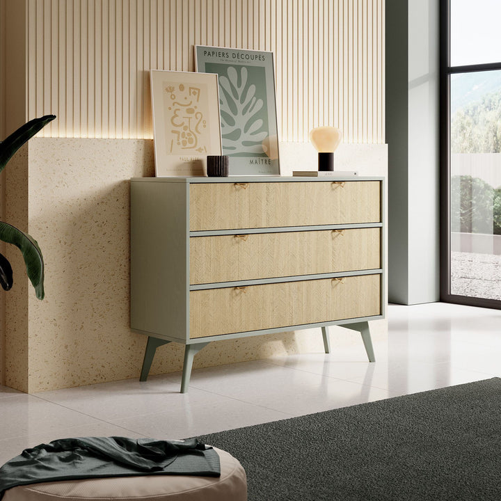 Essence - Ladekast - Groen - Licht eiken - 106x38x81 cm