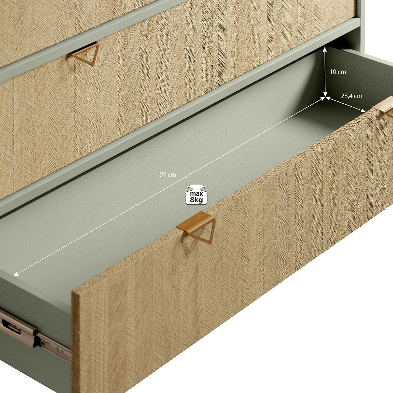 Essence - Ladekast - Groen - Licht eiken - 106x38x81 cm