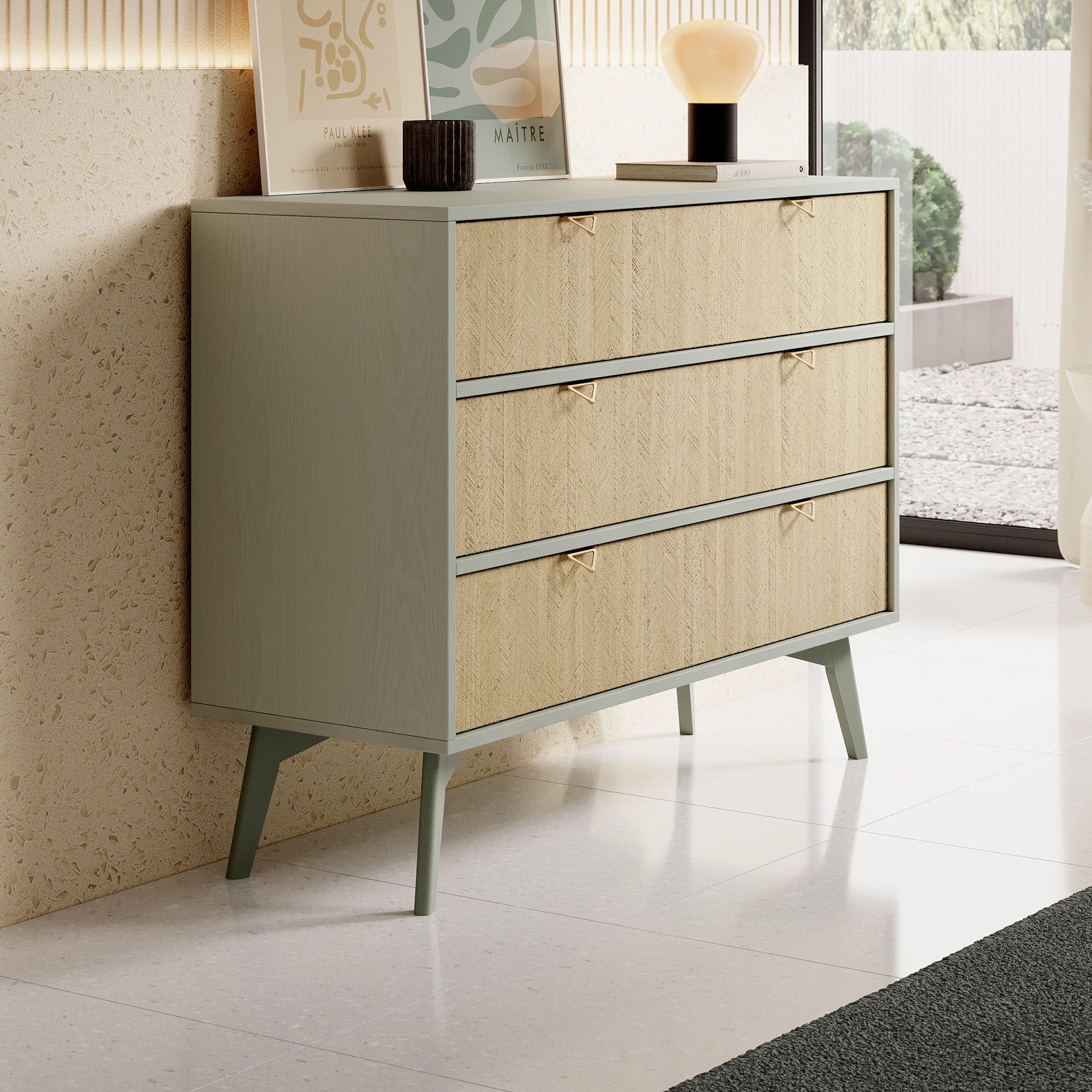 Essence - Ladekast - Groen - Licht eiken - 106x38x81 cm