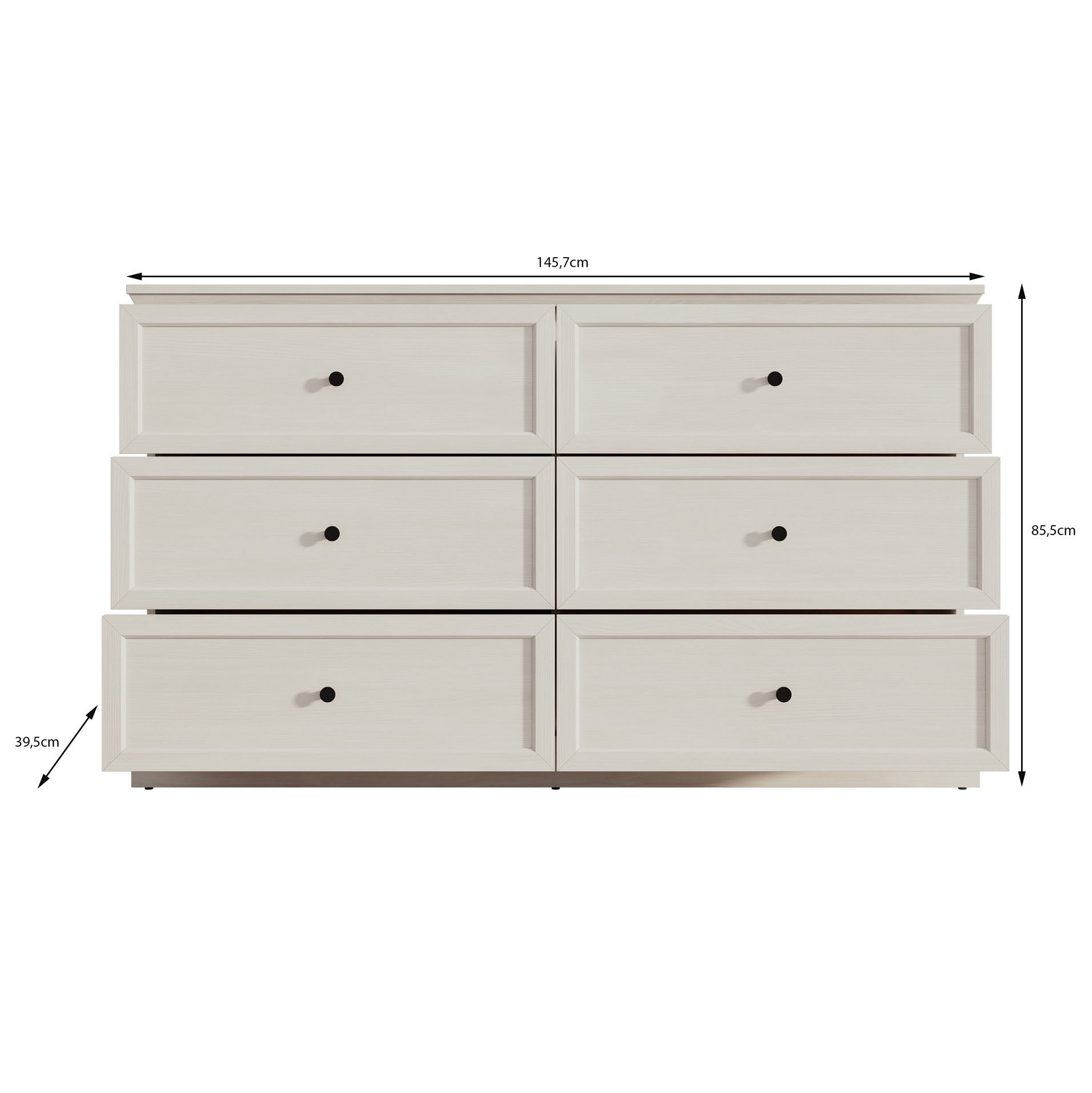 Leroy - Ladekast - Wit eiken - 146x40x86 cm