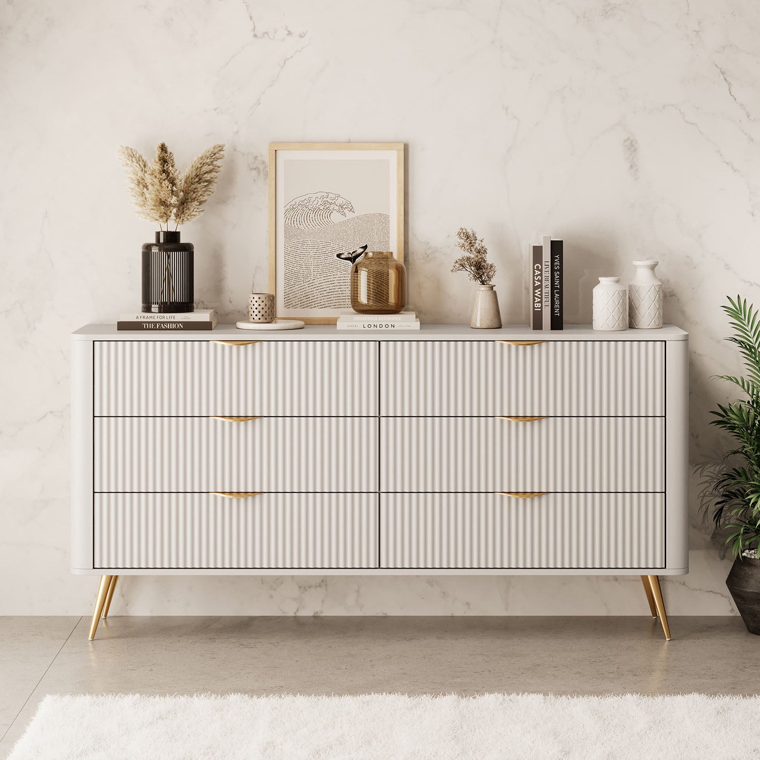 Lima - Ladekast - Beige - 163x38x81 cm