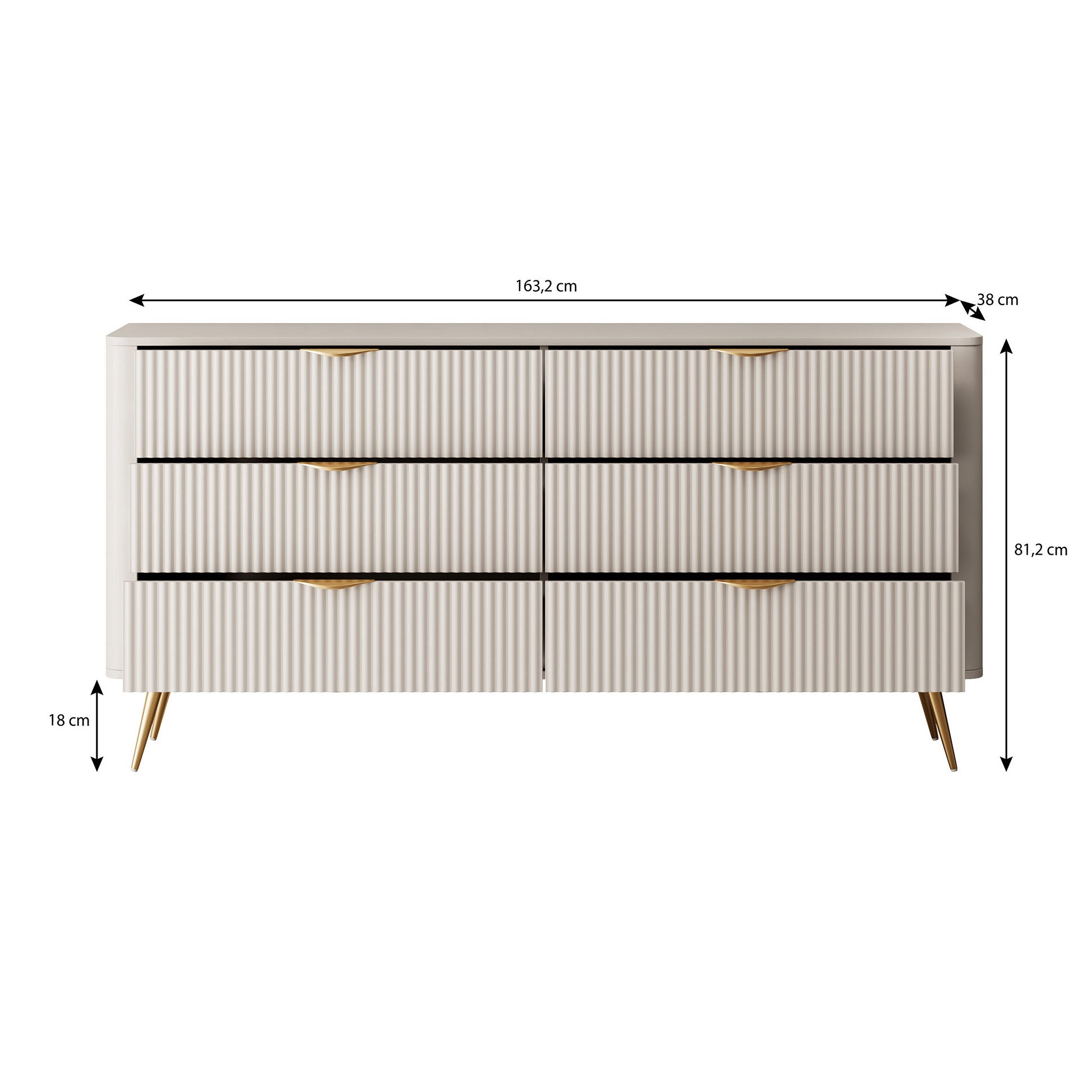 Lima - Ladekast - Beige - 163x38x81 cm