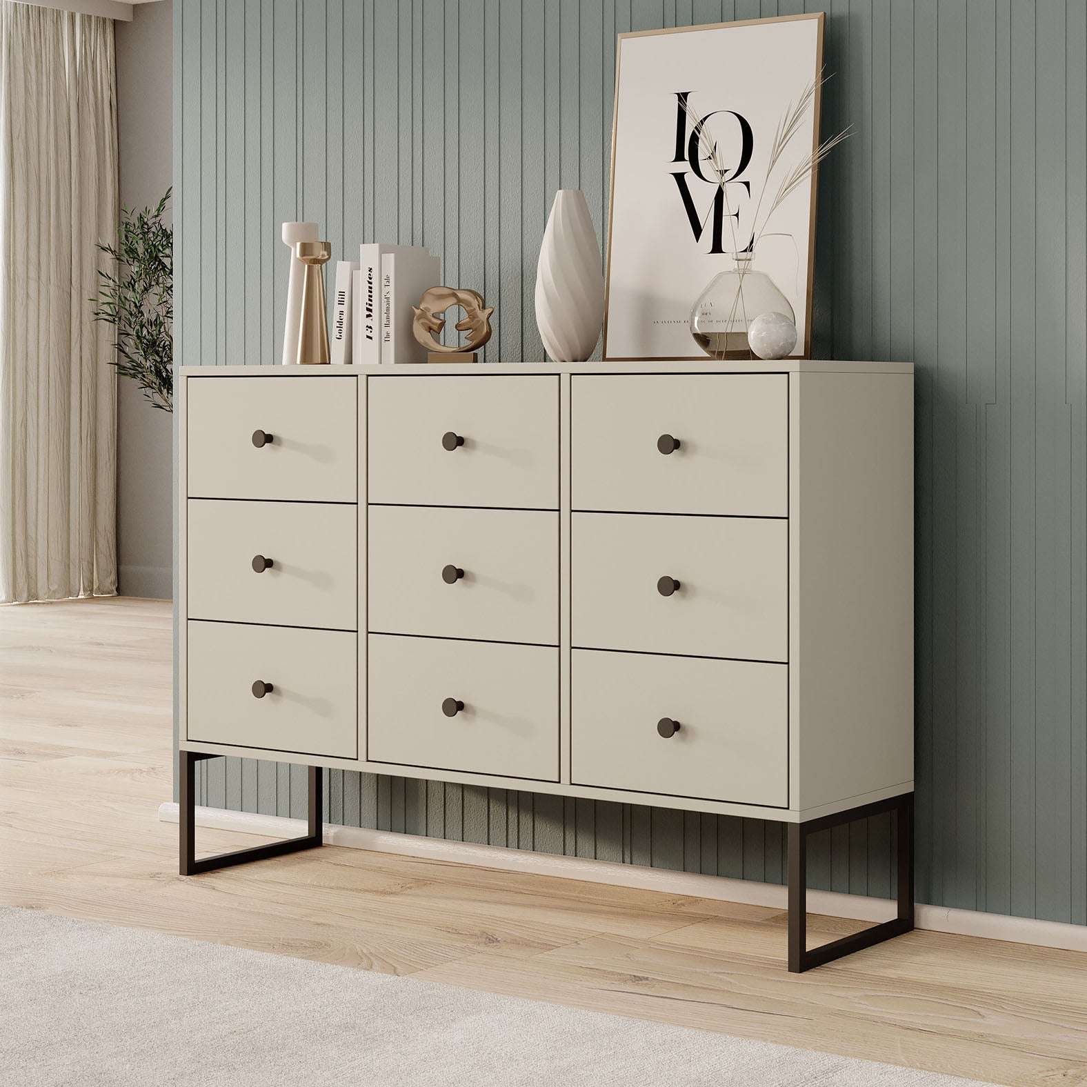 Lyndall - Ladekast - Beige - 115x33x82 cm