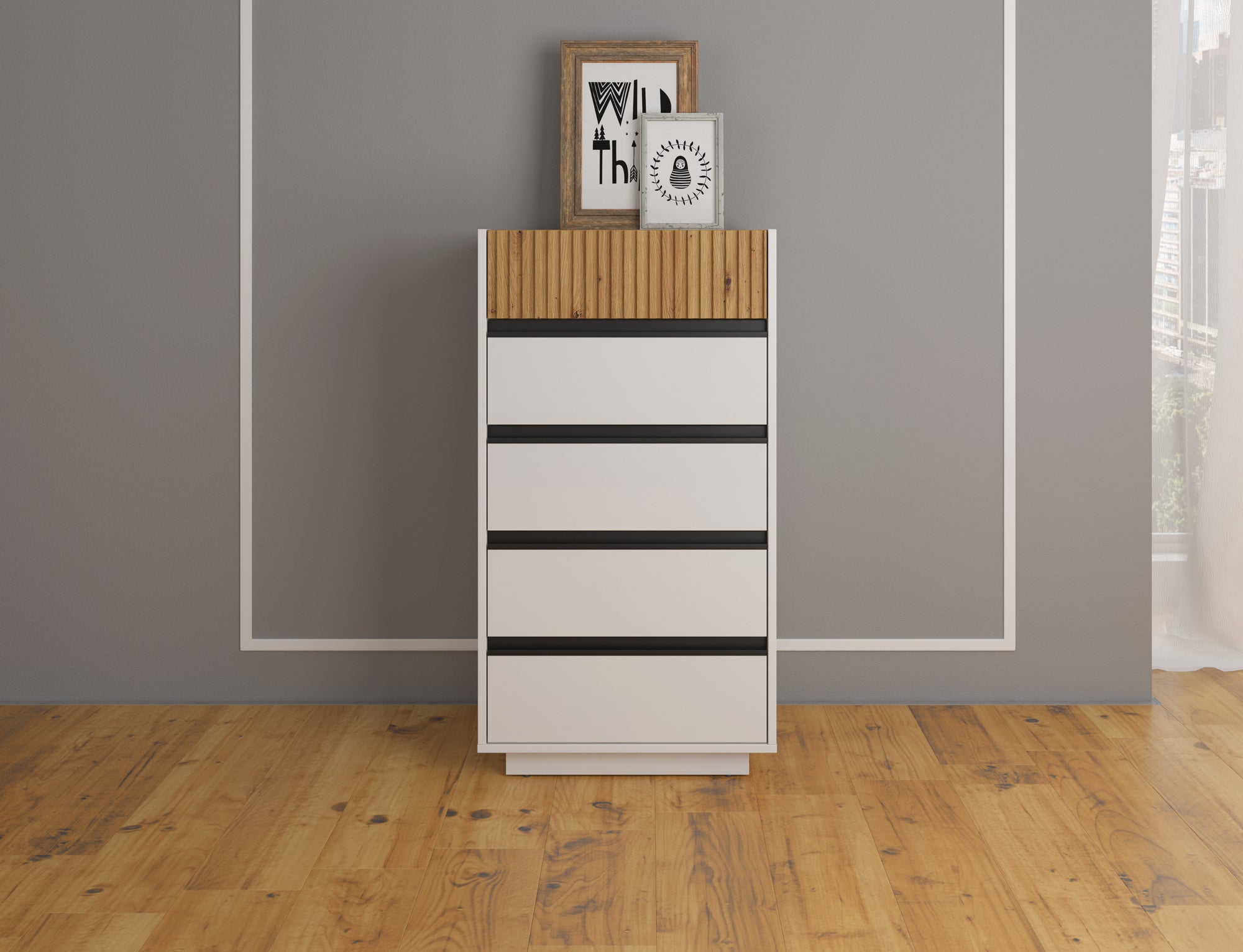 Ladekast Madeline - Wit - 58 cm