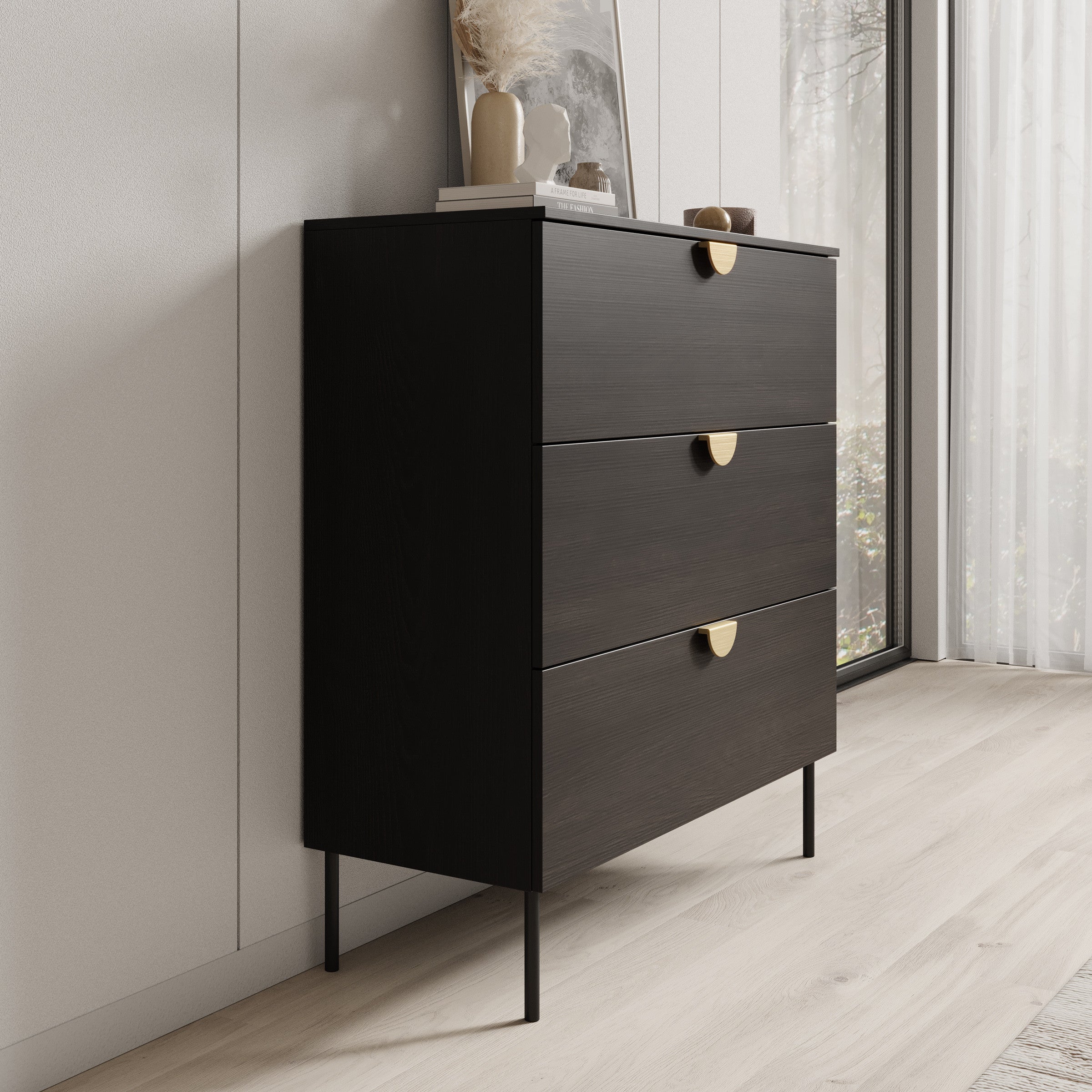 Monor - Ladekast - Zwart - 100x40x107 cm