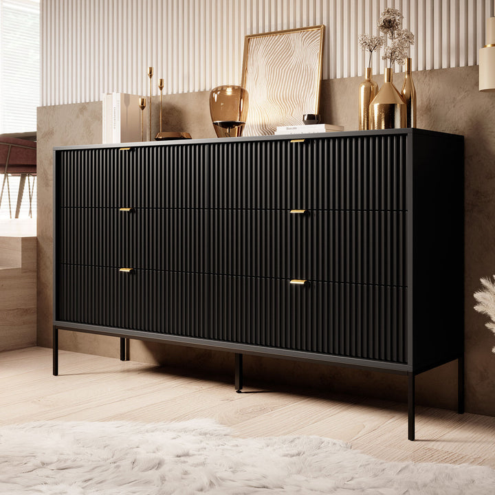 Ladekast Navil - Zwart - 154 cm