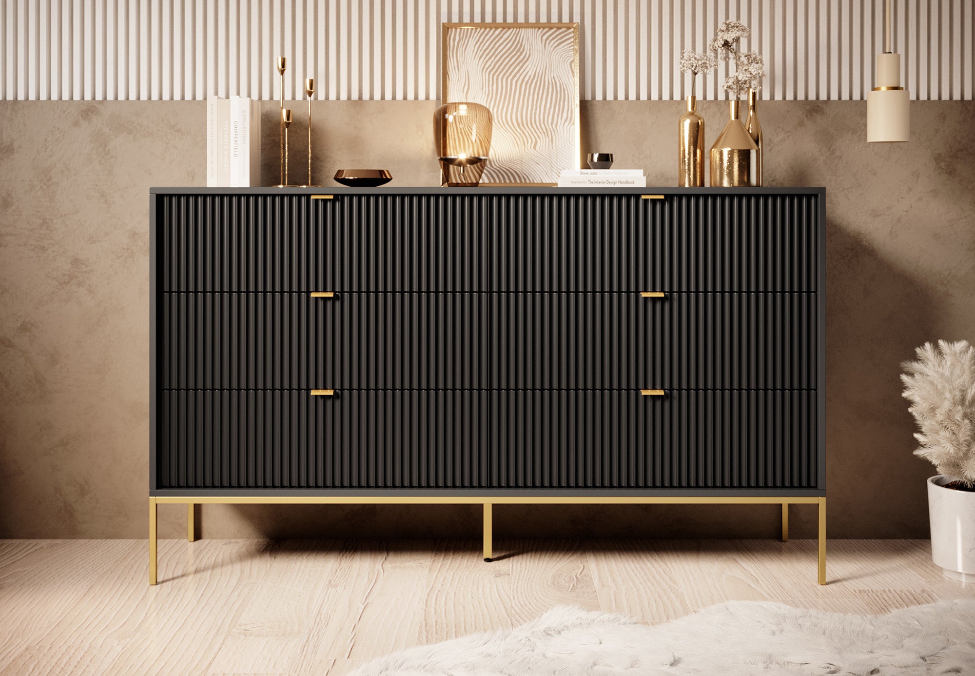Ladekast Navil 2 - Zwart - 154 cm