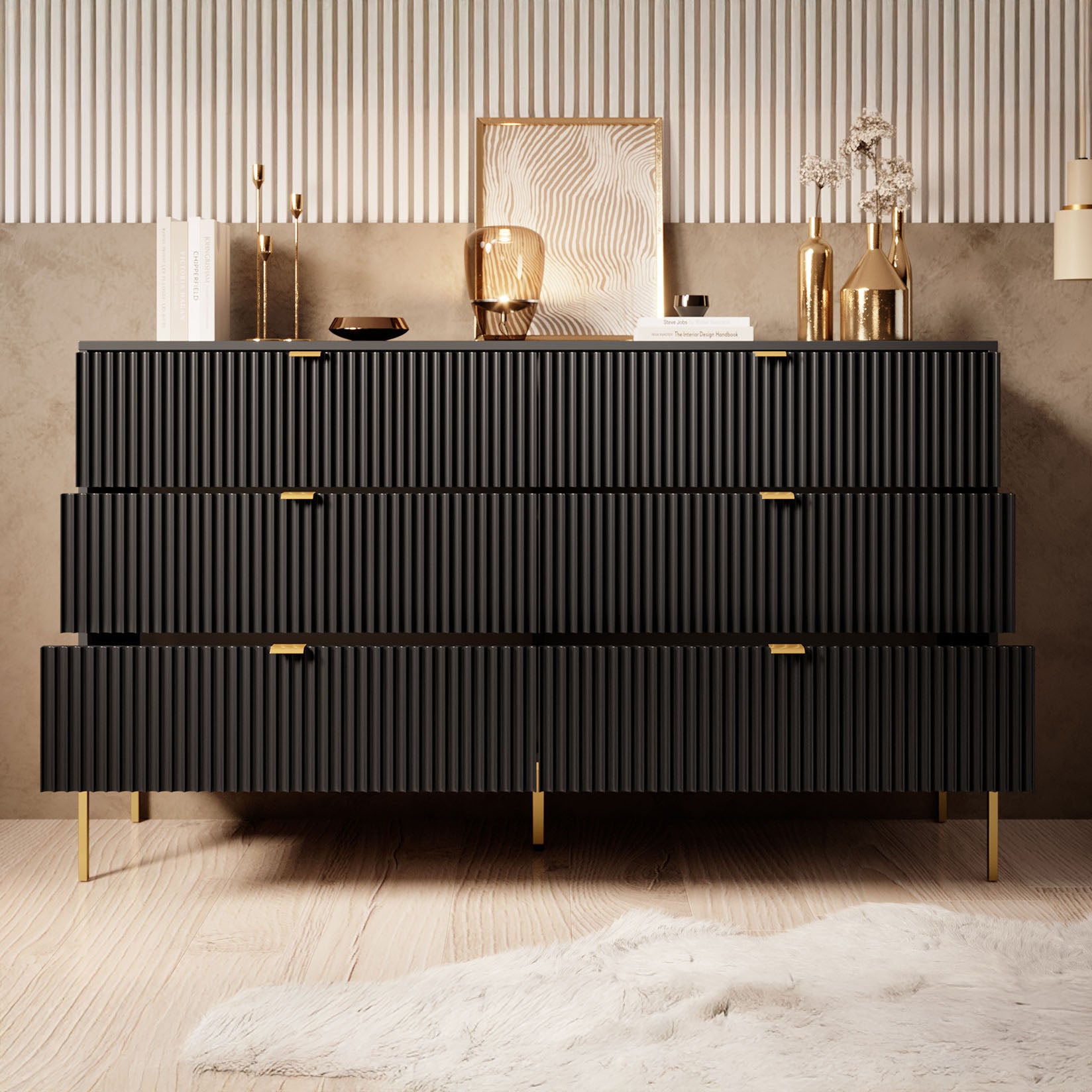 Ladekast Navil 2 - Zwart - 154 cm
