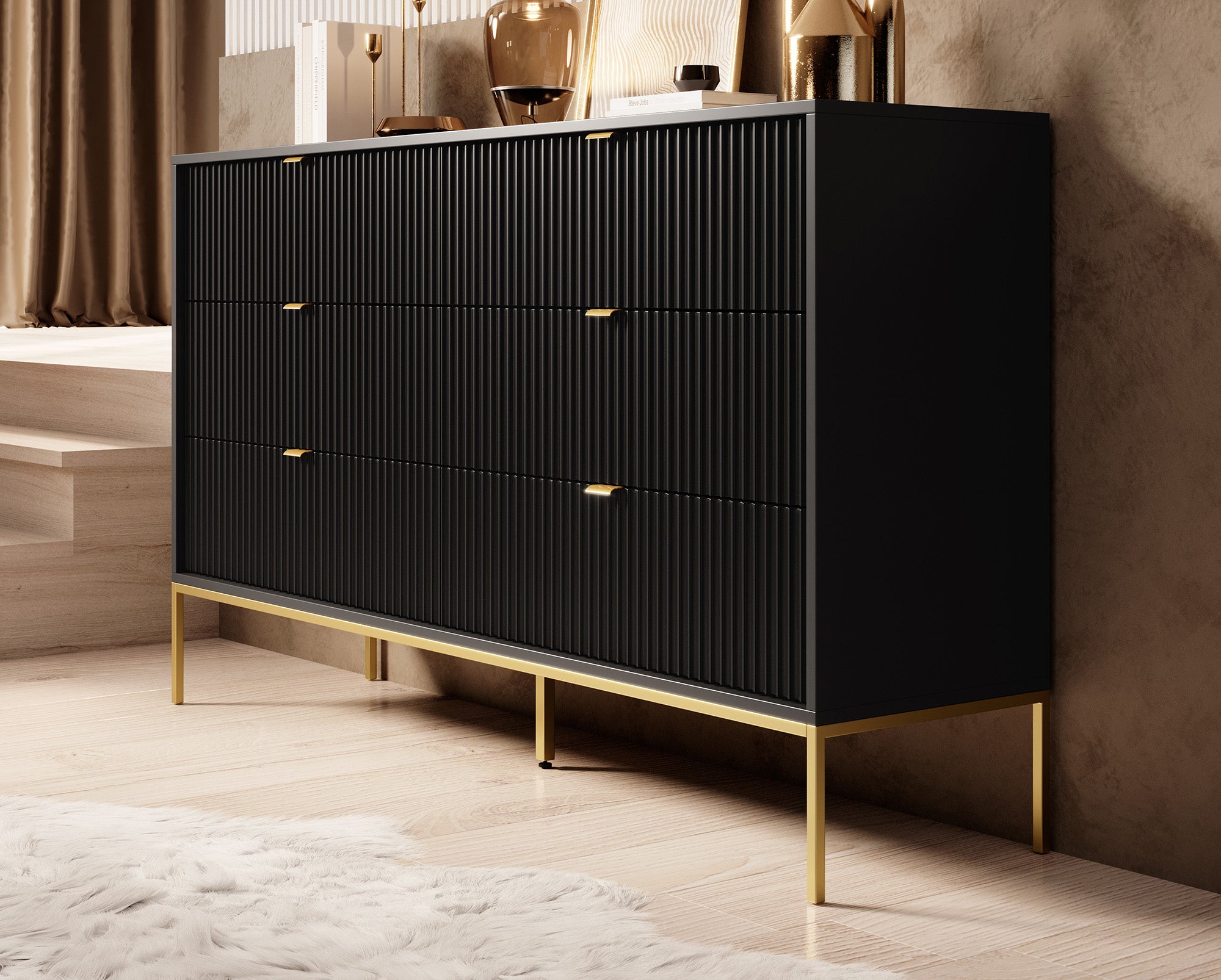 Ladekast Navil 2 - Zwart - 154 cm