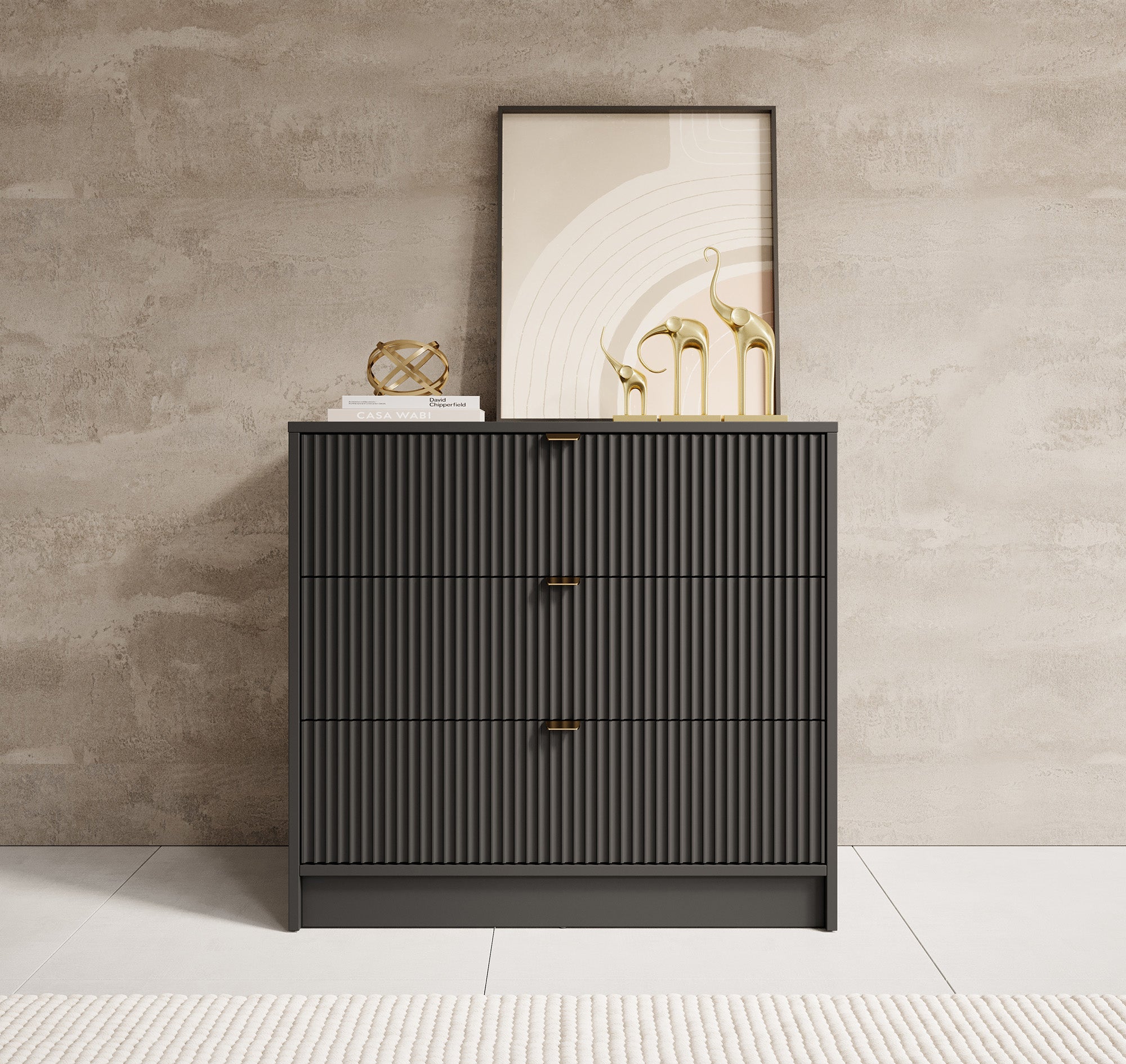 Ladekast Tavares - Zwart - 80 cm