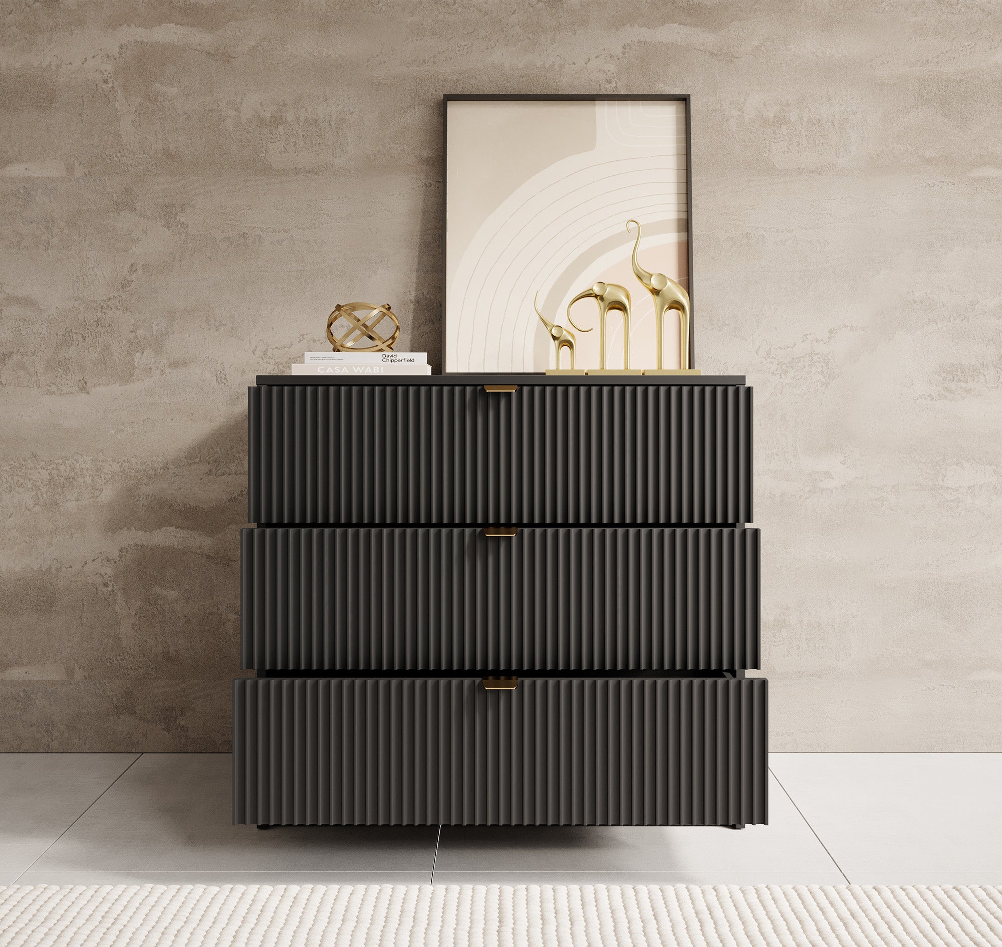 Ladekast Tavares - Zwart - 80 cm
