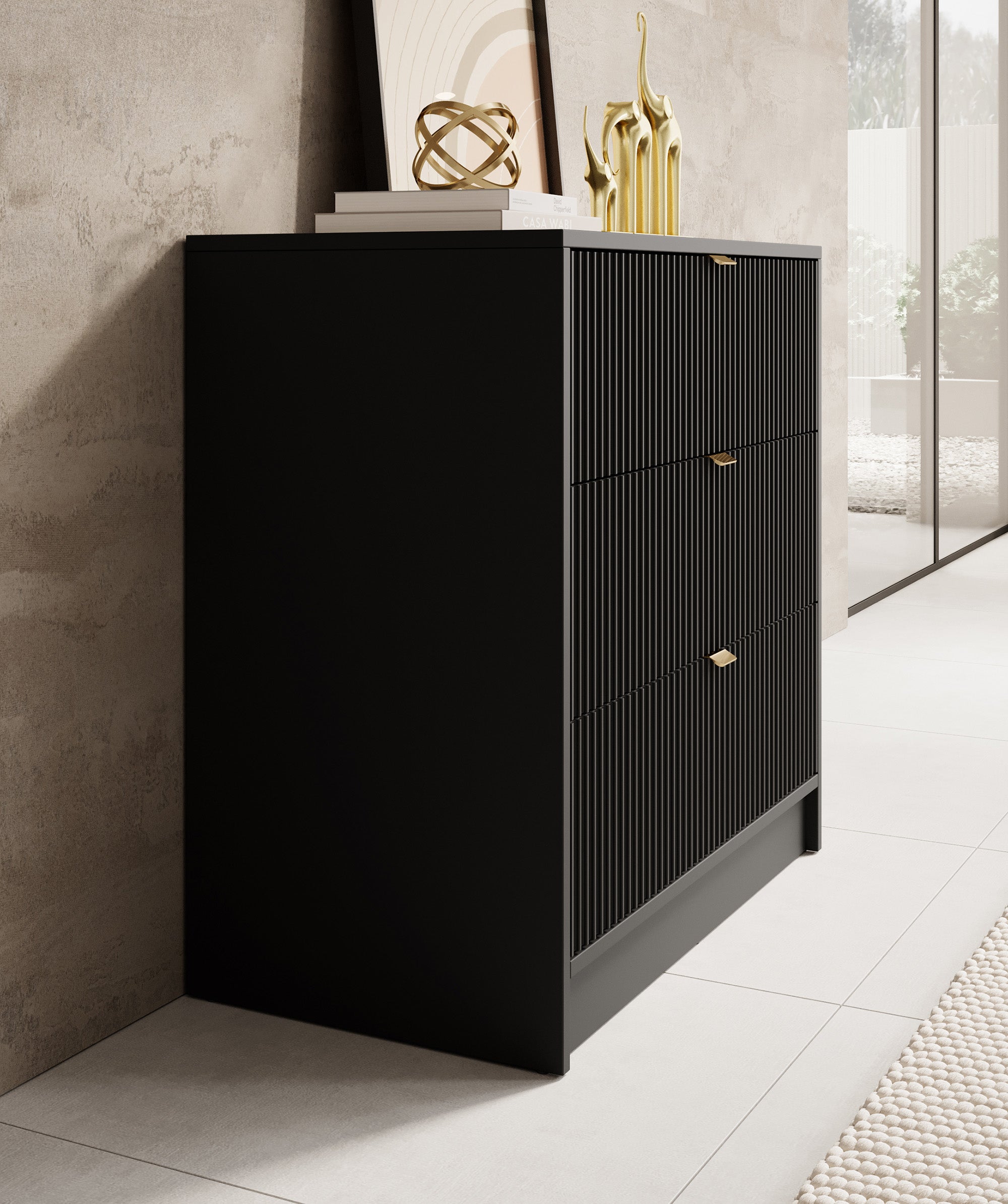 Ladekast Tavares - Zwart - 80 cm