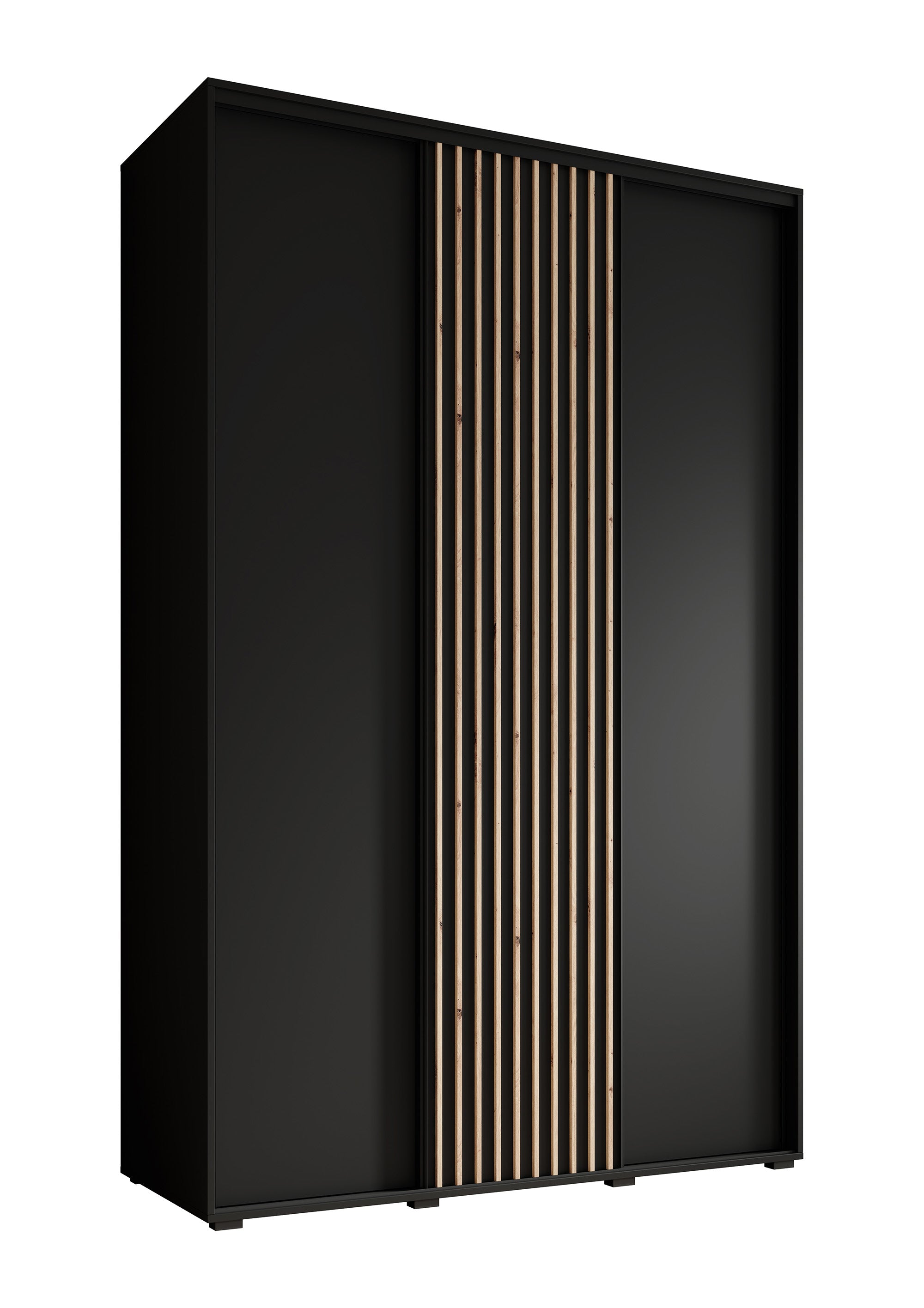 Leandro - Kledingkast met schuifdeuren - Zwart - 150x60x235 cm