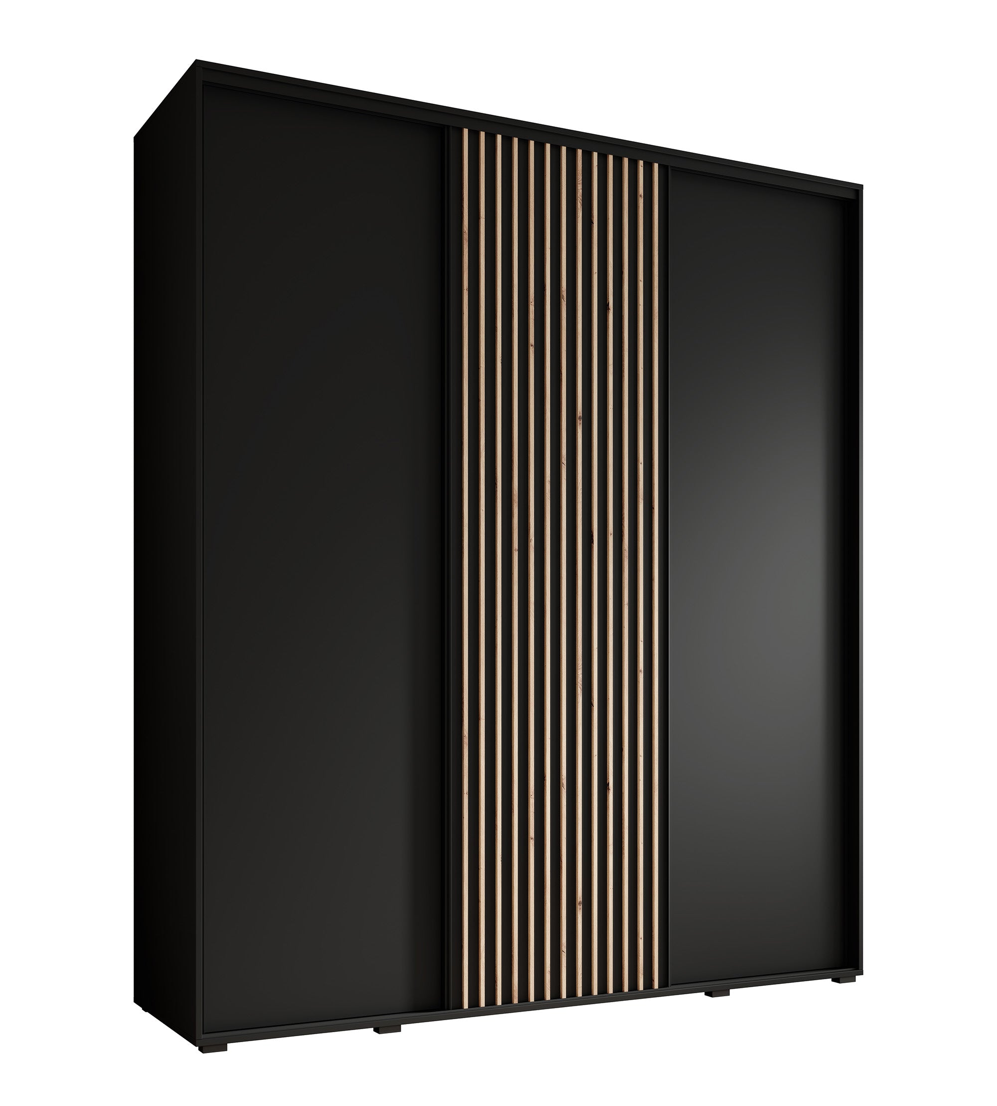 Leandro - Kledingkast met schuifdeuren - Zwart - 200x60x235 cm