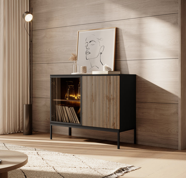 Legend - Dressoir - Zwart/eiken - 104x39x83 cm