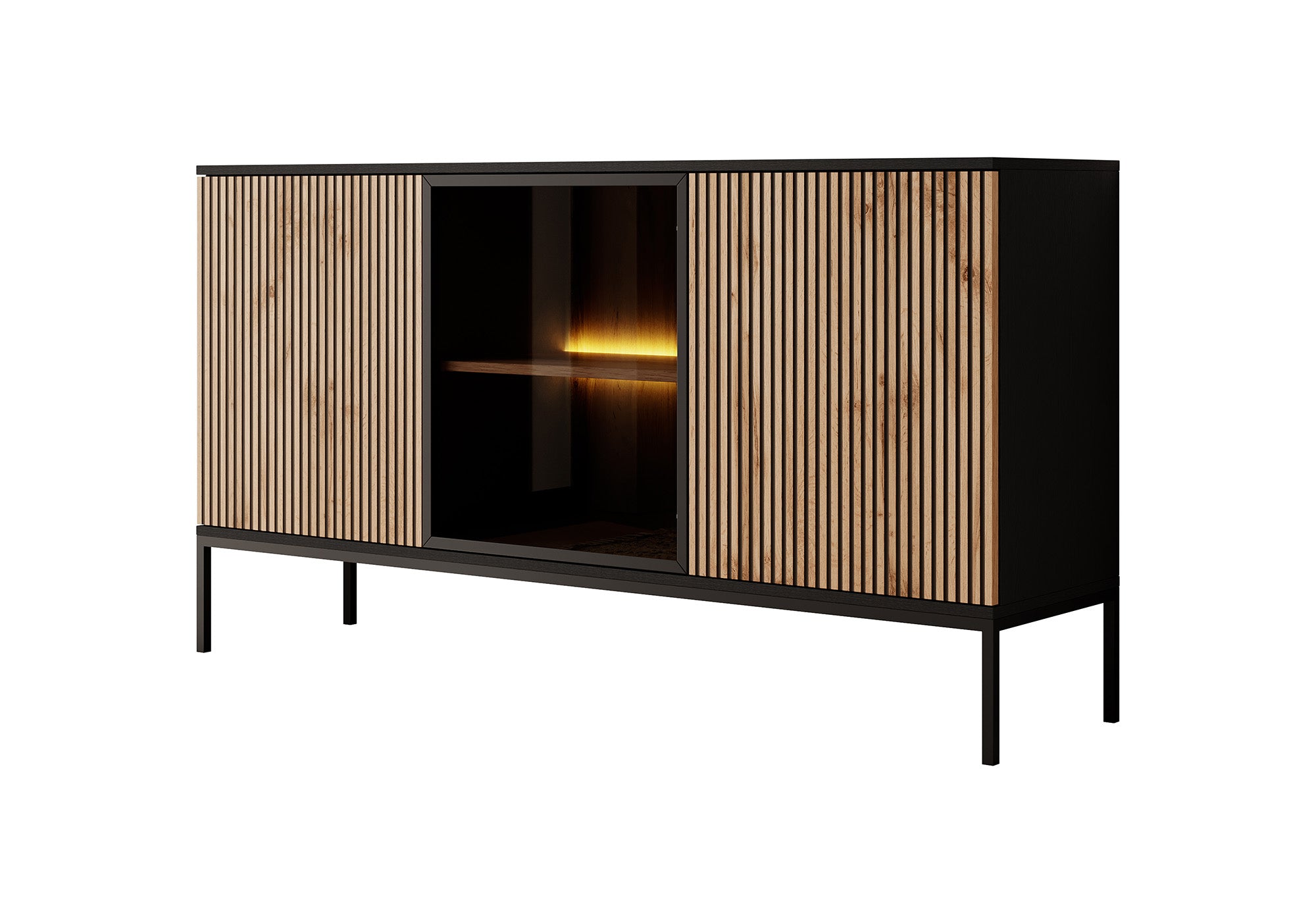 Legend - Dressoir - Zwart/eiken - 154x39x83 cm