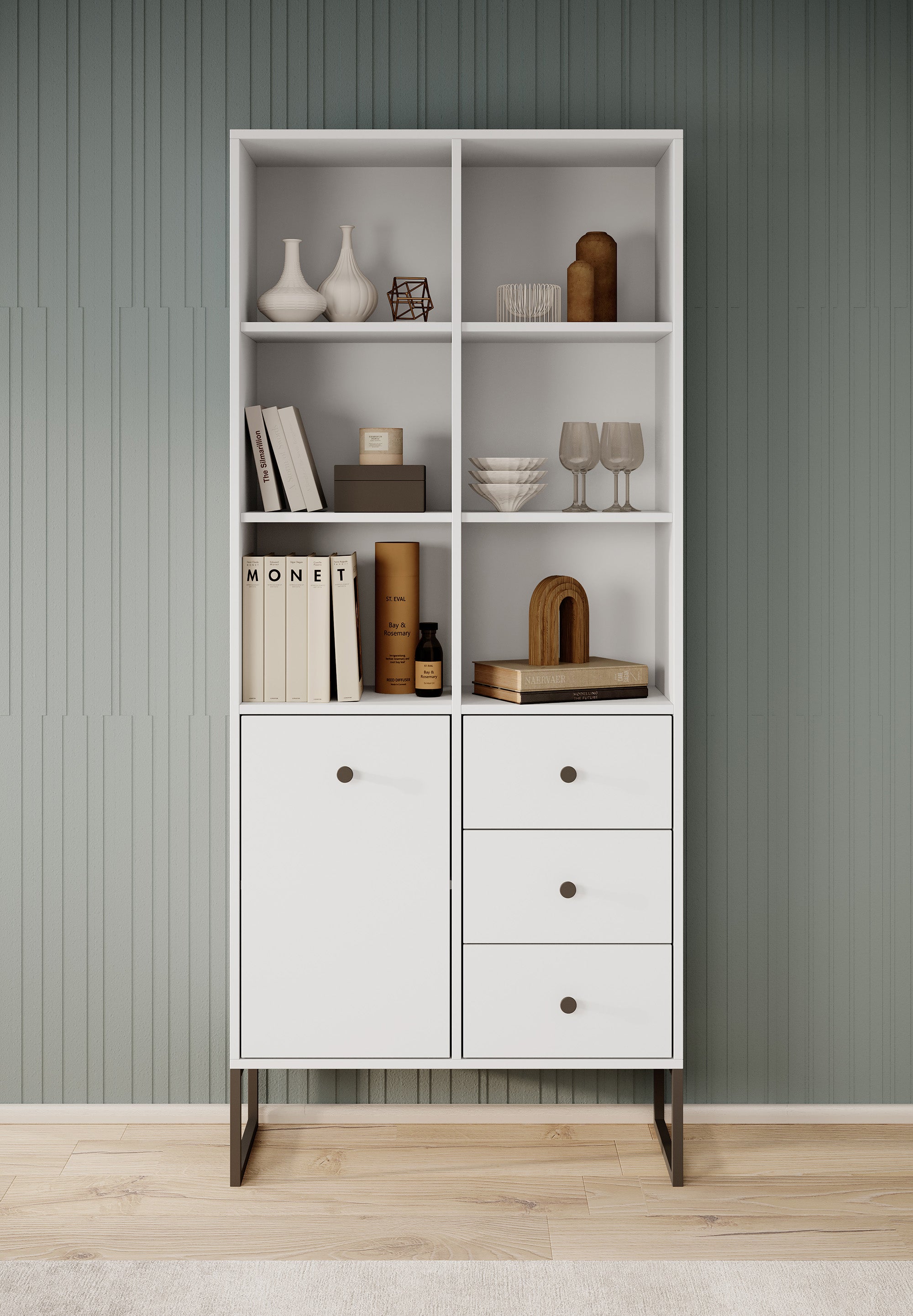 Lyndall - Boekenkast - Wit - 77x33x180 cm
