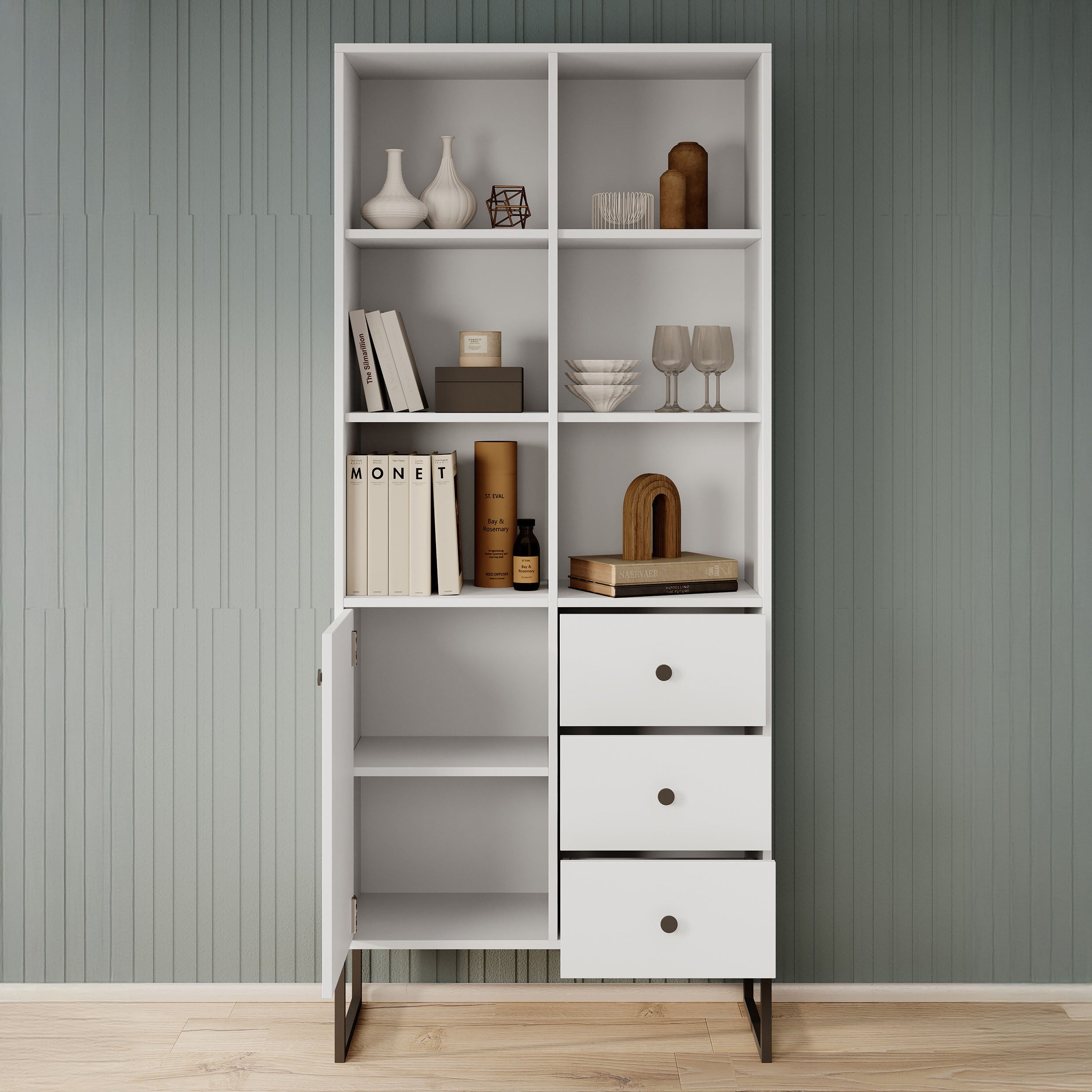 Lyndall - Boekenkast - Wit - 77x33x180 cm