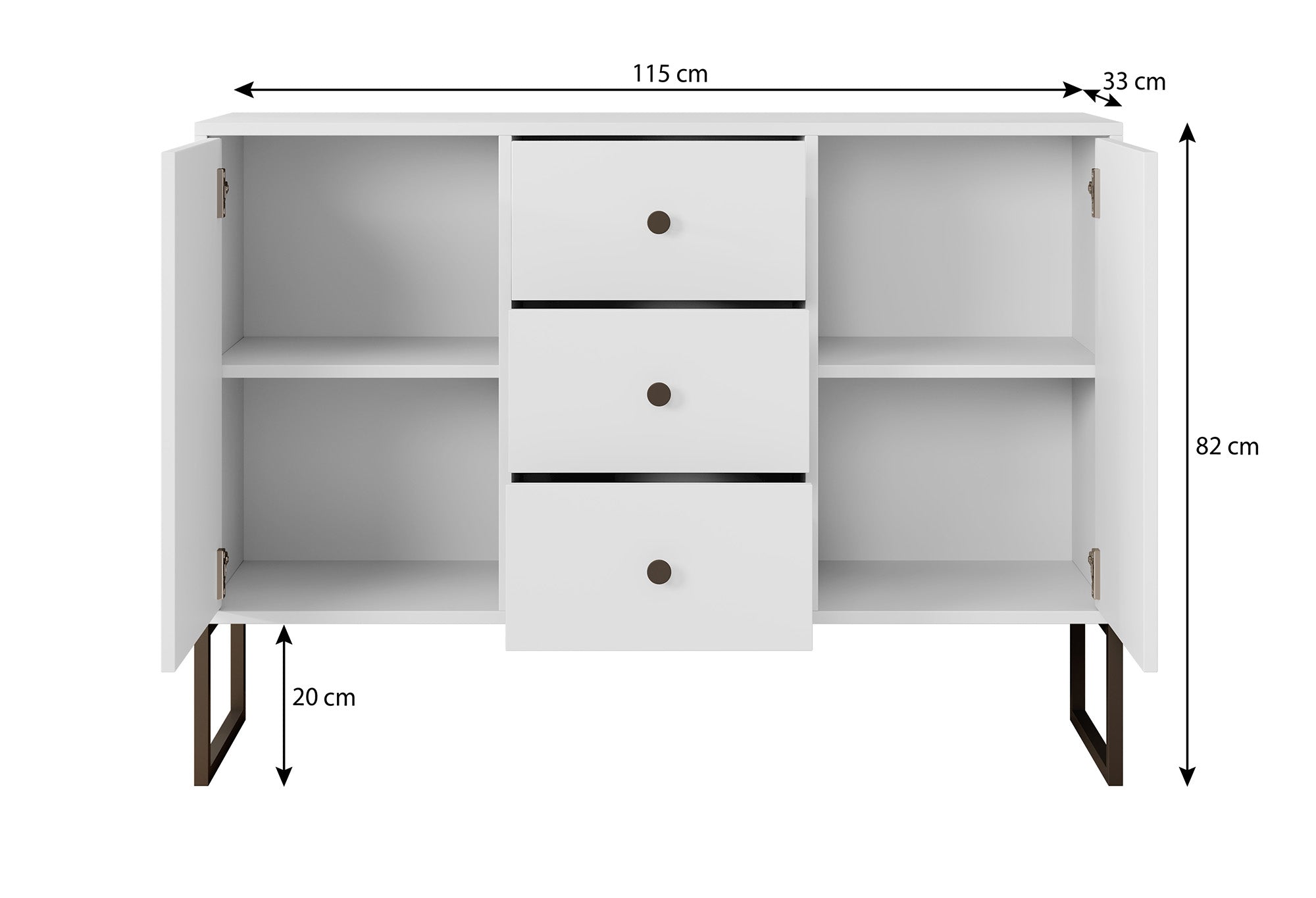 Lyndall 2 - Dressoir - Wit - 115x33x82 cm