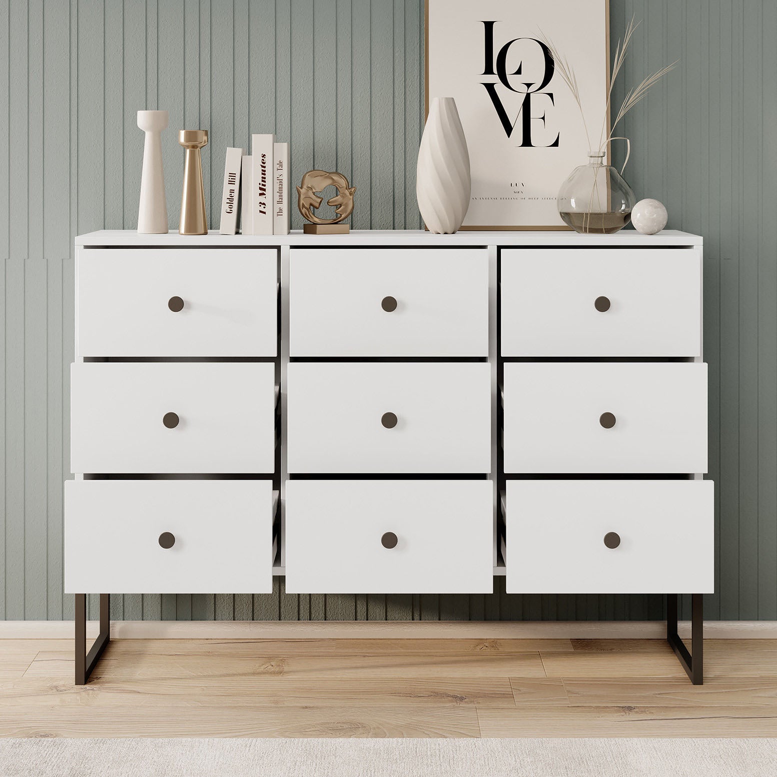 Ladekast Lyndall - Wit - 115 cm