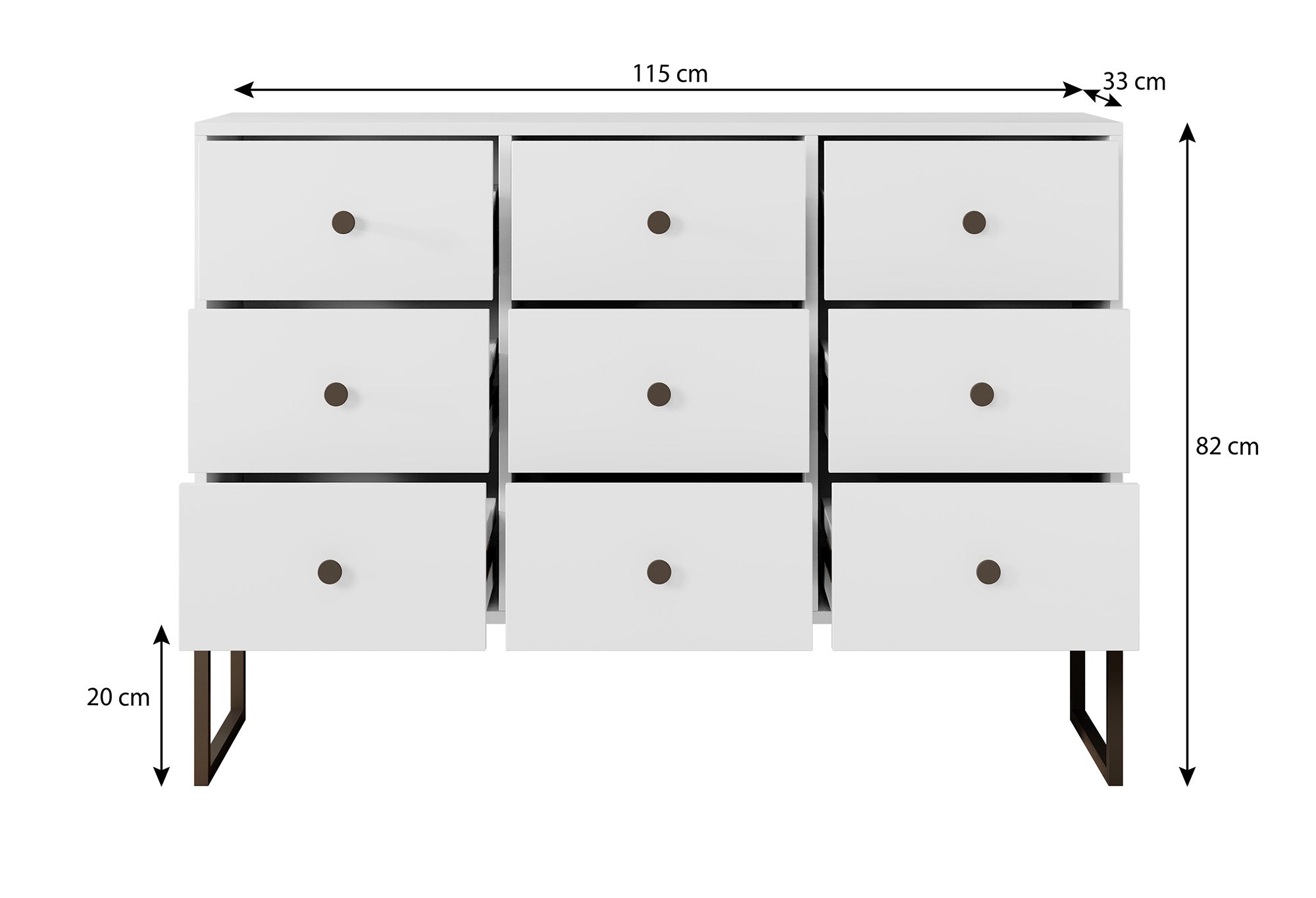 Ladekast Lyndall - Wit - 115 cm