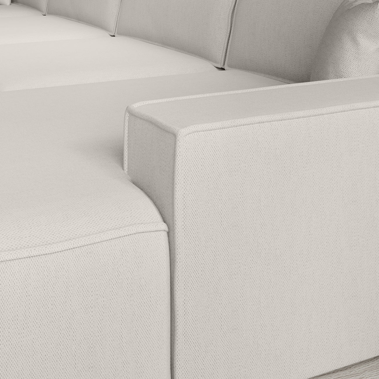 Manolo - Hoekbank 5-zits met chaise longue - Stof beige - Rechts