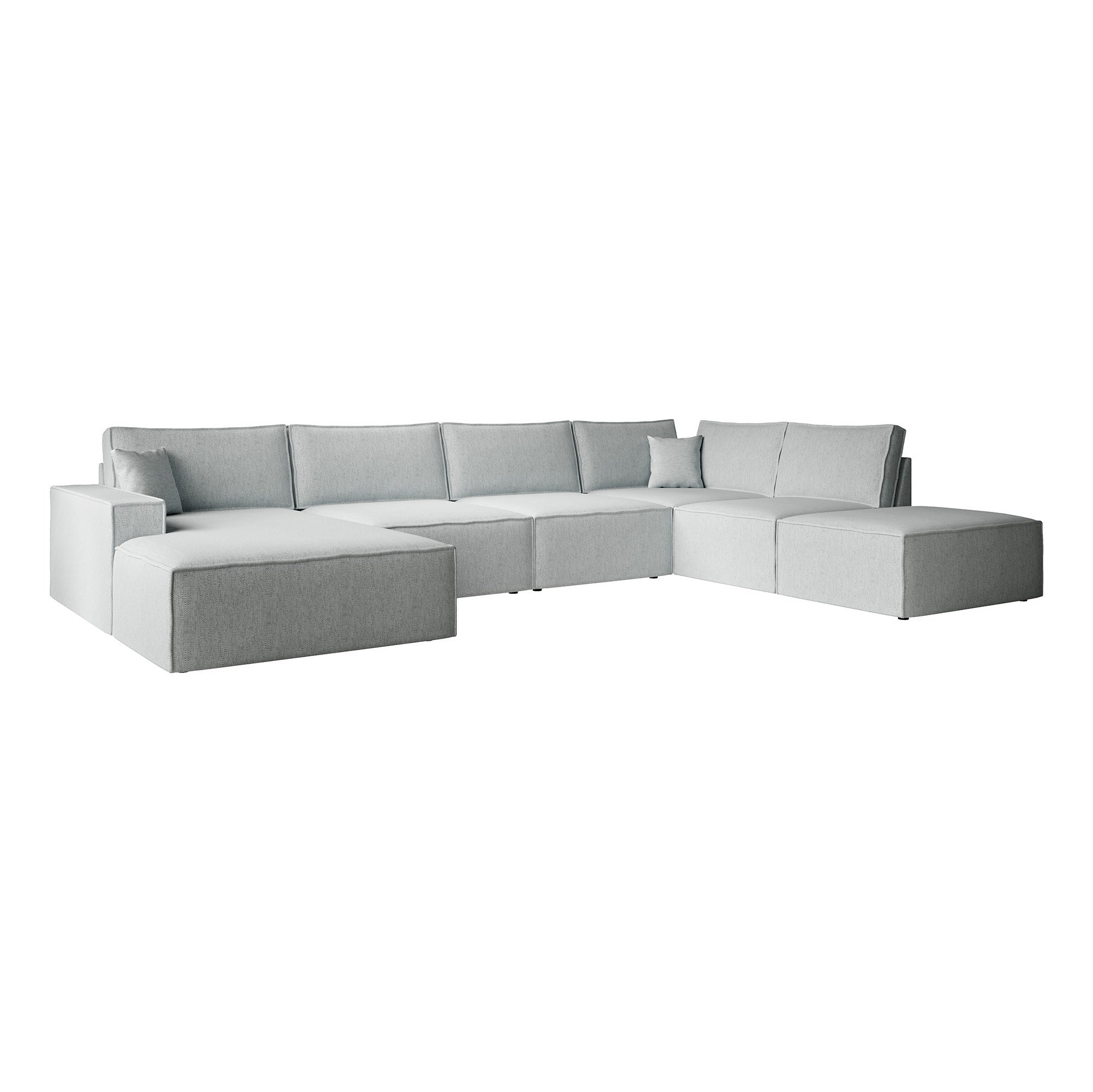 Manolo - Hoekbank 5-zits met chaise longue - Stof grijs - Links