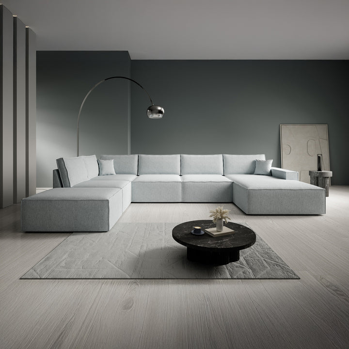 Manolo - Hoekbank 5-zits met chaise longue - Stof grijs - Rechts