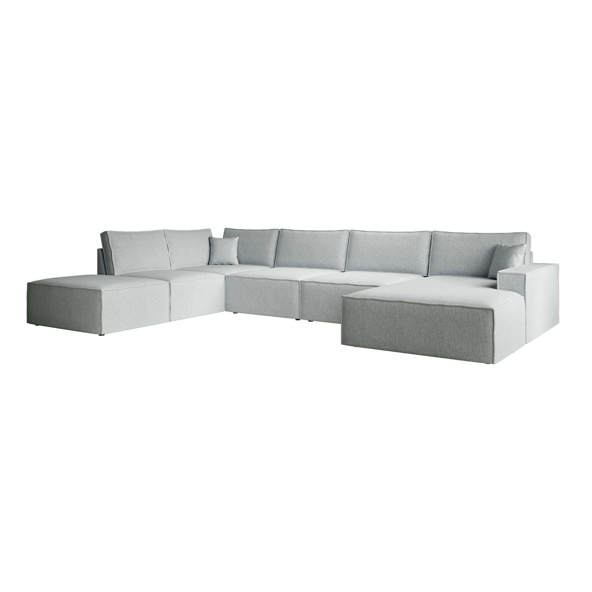 Manolo - Hoekbank 5-zits met chaise longue - Stof grijs - Rechts